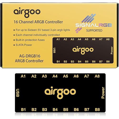 Airgoo Magnetic 16-Port Signal RGB Controller - SATA Powered ARGB Controller PC Lighting Hub, Compatible with SignalRGB & OpenRGB, AG-DRGB16