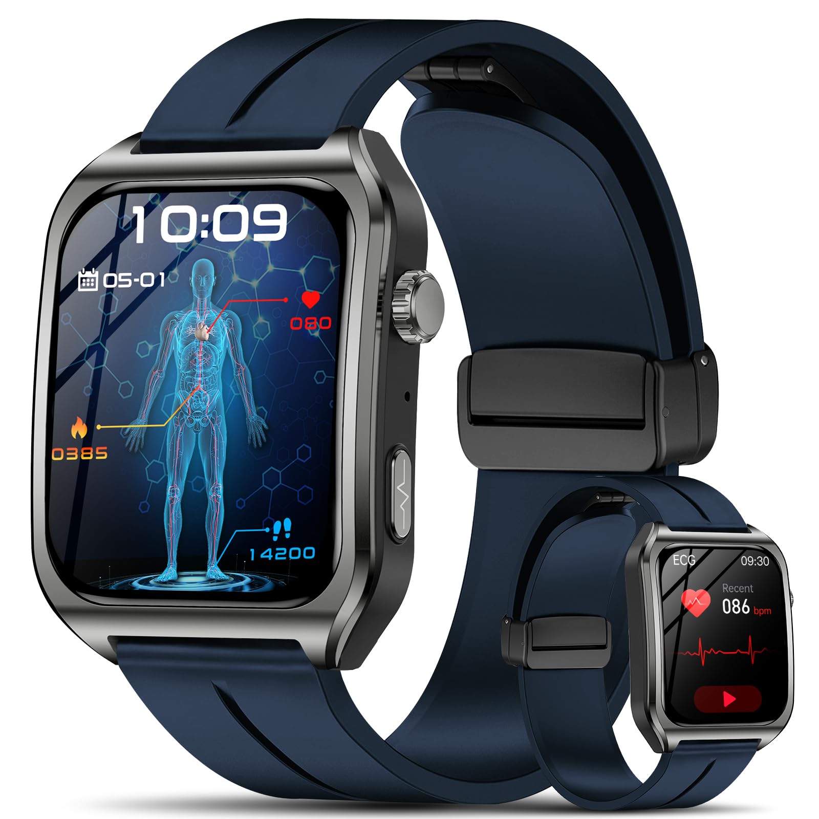 Marsyu Montre Connectée Homme ECG/IMC/HRV/Tension Artérielle IP68 Étanche