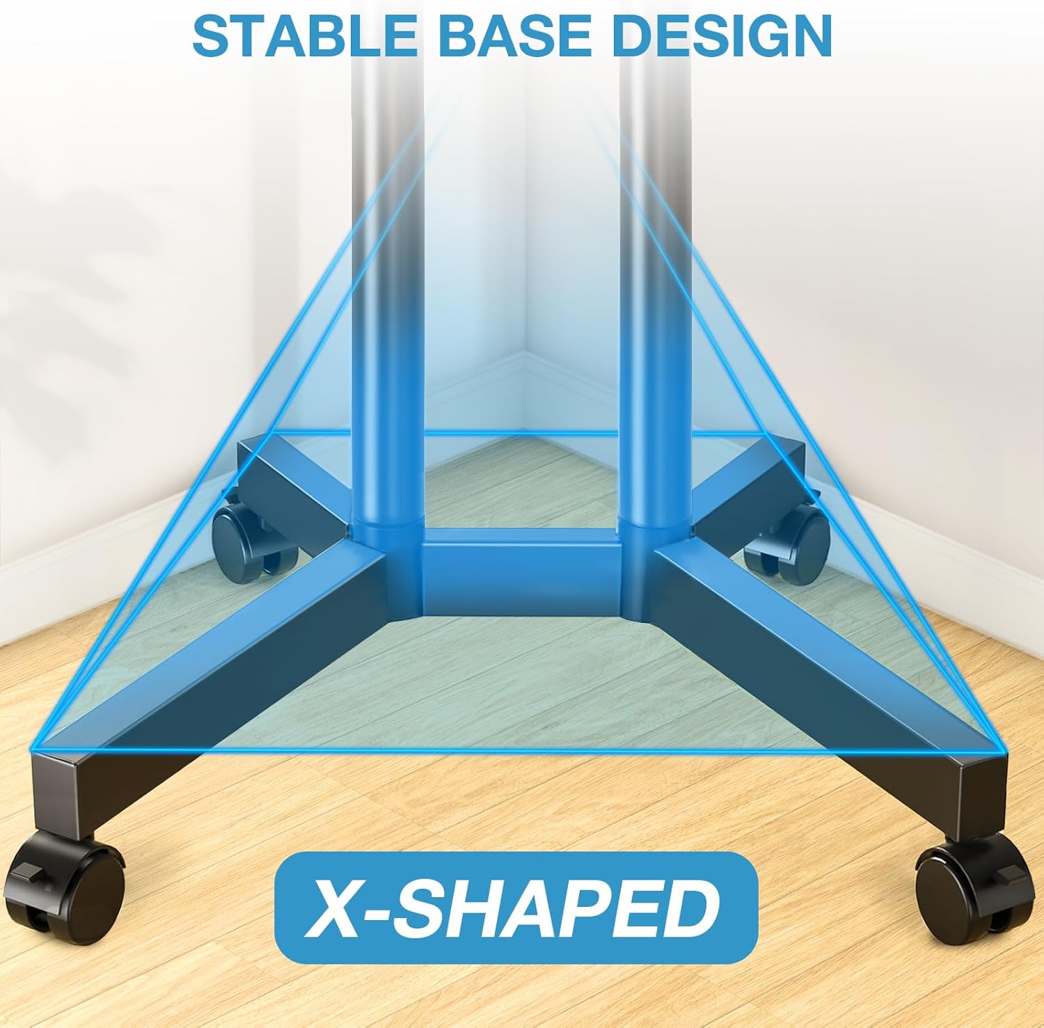 YOMT Portable Rolling TV Stand for 32-75 inch TVs, Height Adjustable Mobile TV Cart with Locking Casters, Heavy Duty Universal TV Stand On Wheels with Removable Shelf for Living Room, Bedroom, Office