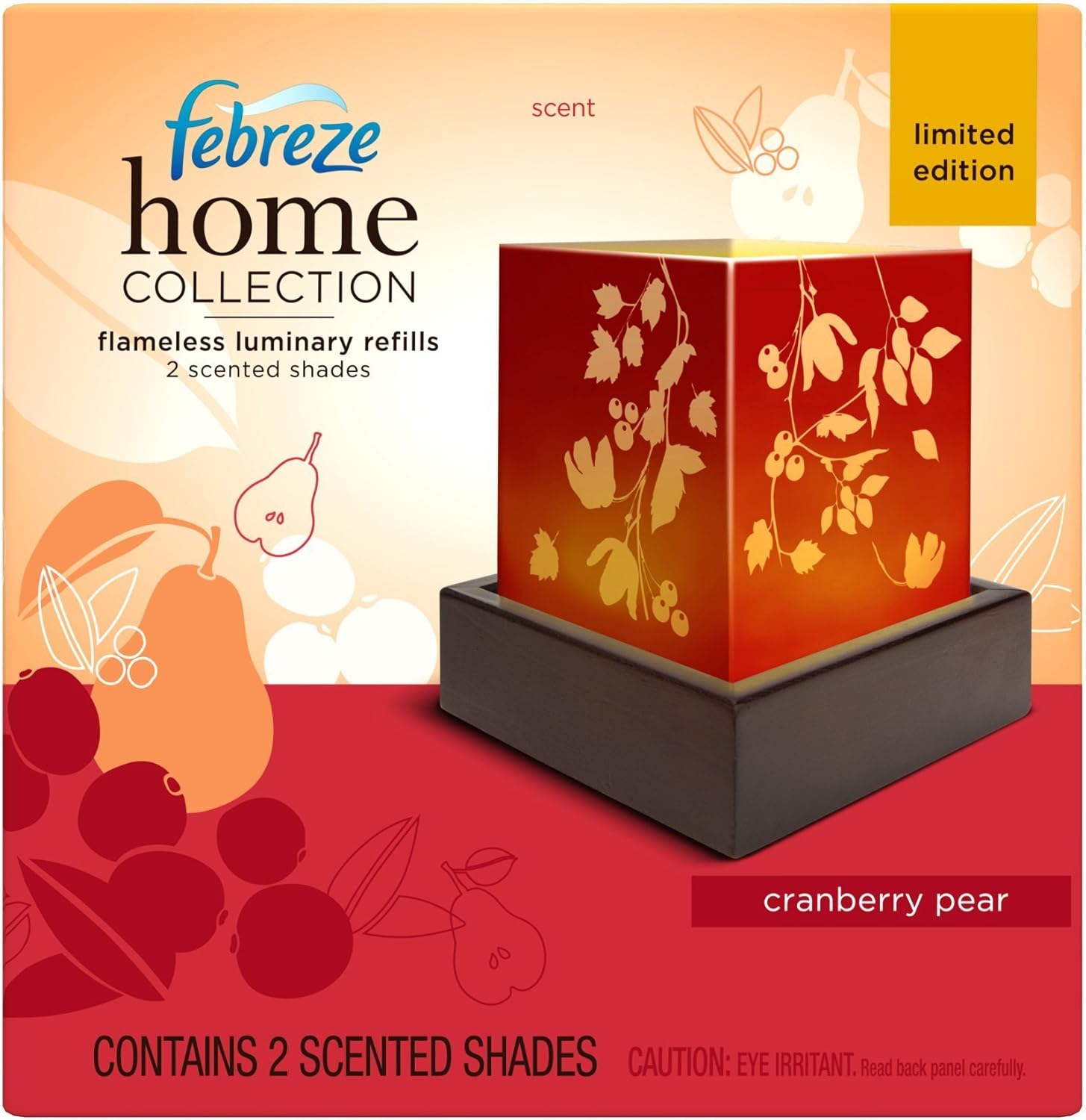 Febreze Home Collections Cranberry Pear Flameless Luminary Refill-Limited Edition, 2-Count Boxes (Pack of 3)