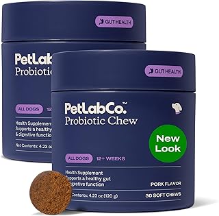 Probiotics for Dogs, Support Gut Health, Occasional Diarrhea, Digestive Health & Seasonal Allergies - Pork Flavor - 30 Soft Chews - Packaging May Vary (Value 2-Pack)