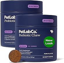 PetLab Co. Probiotics for Dogs, Support Gut Health, Occasional Diarrhea, Digestive Health & Seasonal Allergies - Pork Flavor - 30 Soft Chews - Packaging May Vary (Value 2-Pack)