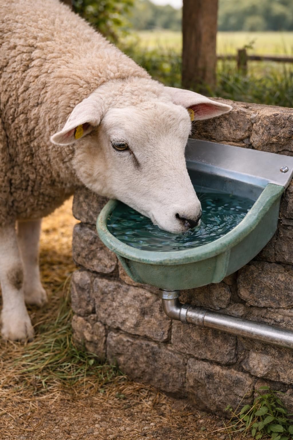 Abbeveratoio Automatico in Ghisa Smaltata, 4,5 L, con Valvola a Galleggiante, per Bovini, Equini e Ovini (FISSAGGIO A PARETE)