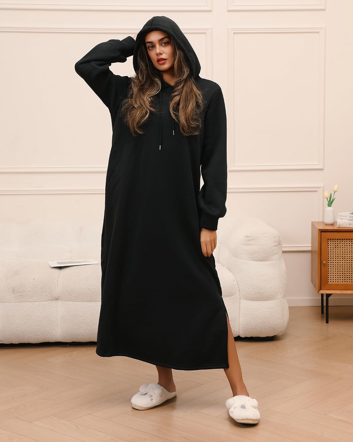 Winter Hoodie Abaya dress for Women - Fleece Lined, with Pockets | Comfortable Muslim Wear