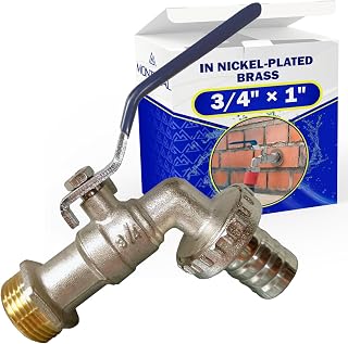 Grifo Jardin de Paso Agua para Conectar Dispositivos 3/4" x 1" en Latón Niquelado - Garantía de 10 Años - MONTERAL