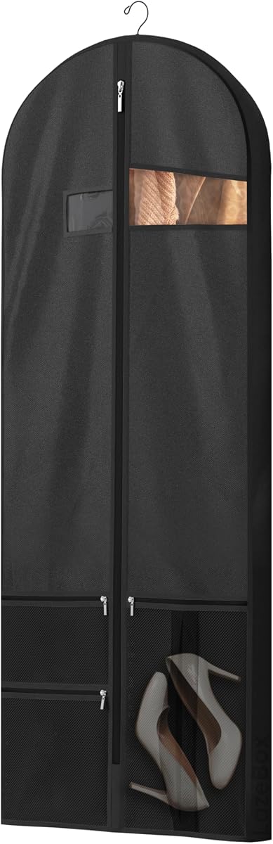 60 inch Garment Bags for Closet Storage and Travel with Zipper Pocket, Heavy Duty Waterproof Hanging Suit Bag with Handles for Suits, Coats, Jackets, Shirts, 1 pack