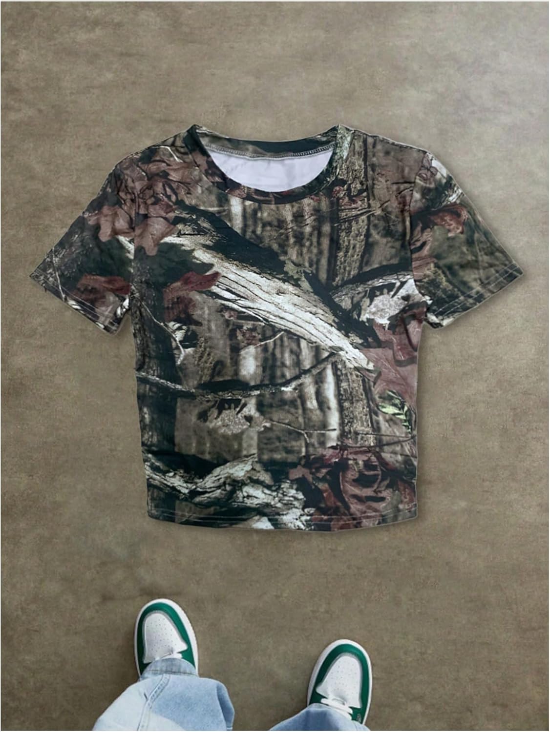 Women's Camo Print Crop Tops Short Sleeve Crewneck Slim Fit T Shirt Summer Graphic Tees - Image 5