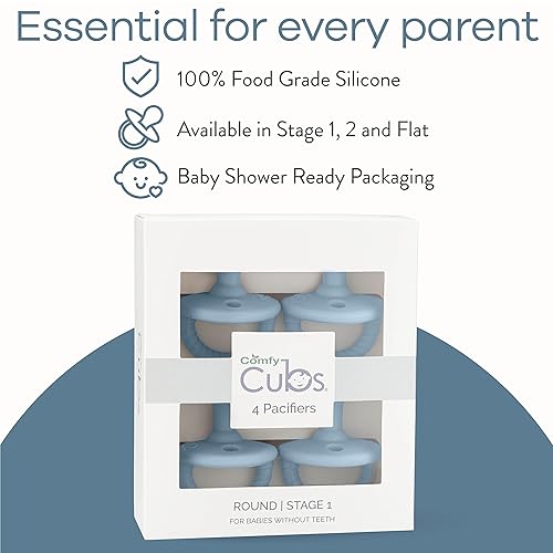 Miniatura 6 de Comfy Cubs Chupetes para bebé, paquete de 4 para 0 a 6 meses, forma de pezón suave similar al pecho, chupete de silicona compatible con CPSIA para