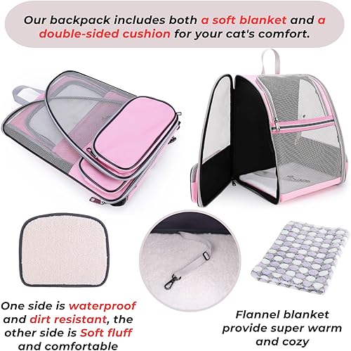 Miniatura 3 de LOLLIMEOW Mochila transportadora de mascotas para perros y gatos, cachorros, malla totalmente ventilada, aprobada por aerolíneas, diseñada para