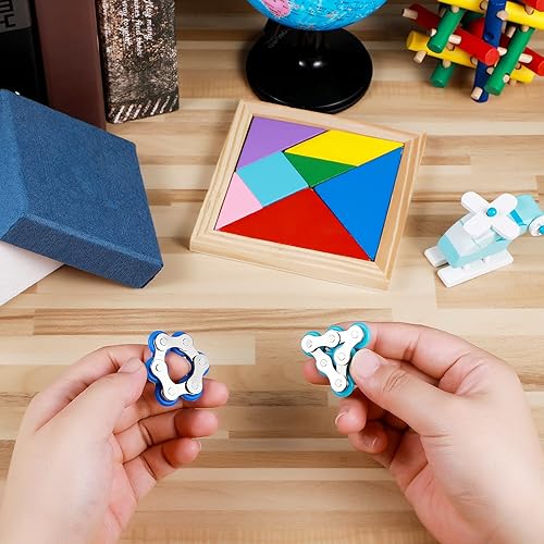 Miniatura 7 de Sumind 2 piezas de cadena de bicicleta Fidget Toys Roller Chain Fidget Toys con seis Flippy novedosos alivio del estrés para adultos Ansiedad