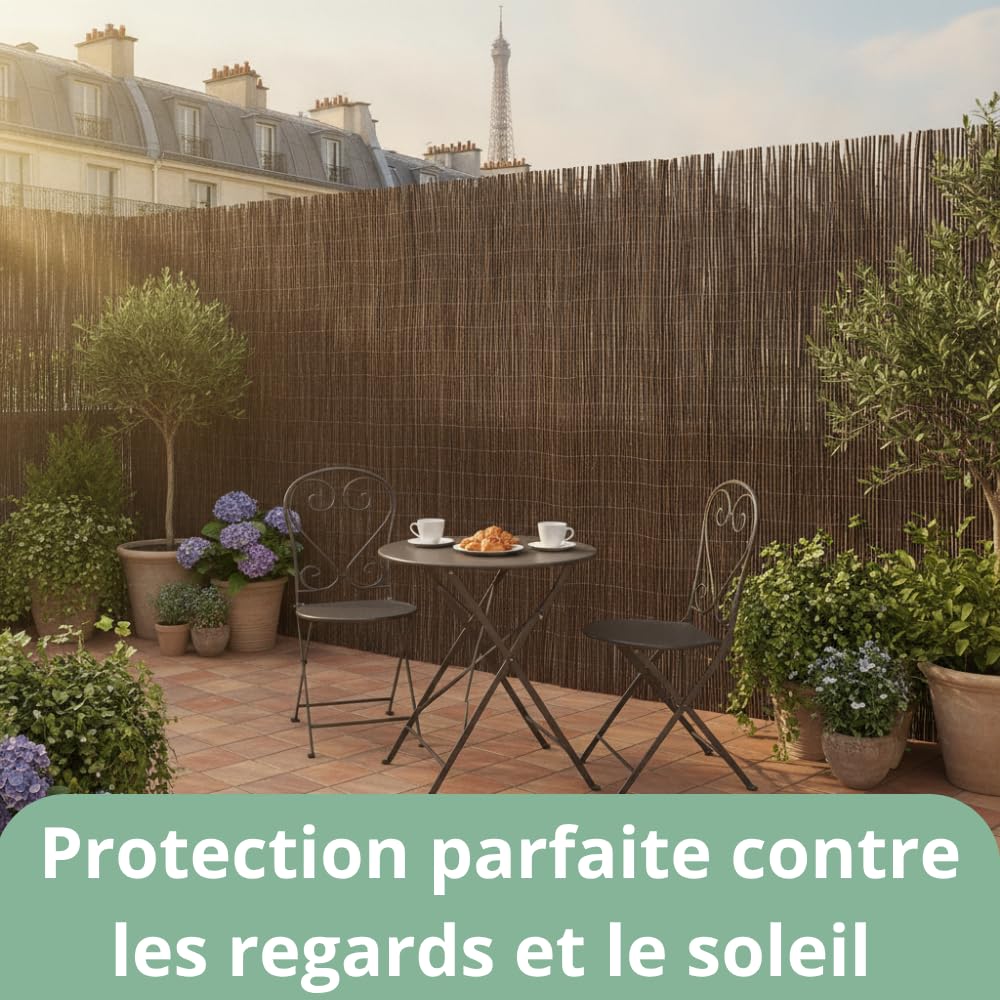 AUBRY GASPARD - Canisse en Osier Naturel - Brise Vue jardin occultant - Livré en rouleau avec Sac de Transport - Idéale pour Jardin et Terrasse - Résistant aux intempéries - 200x500 cm