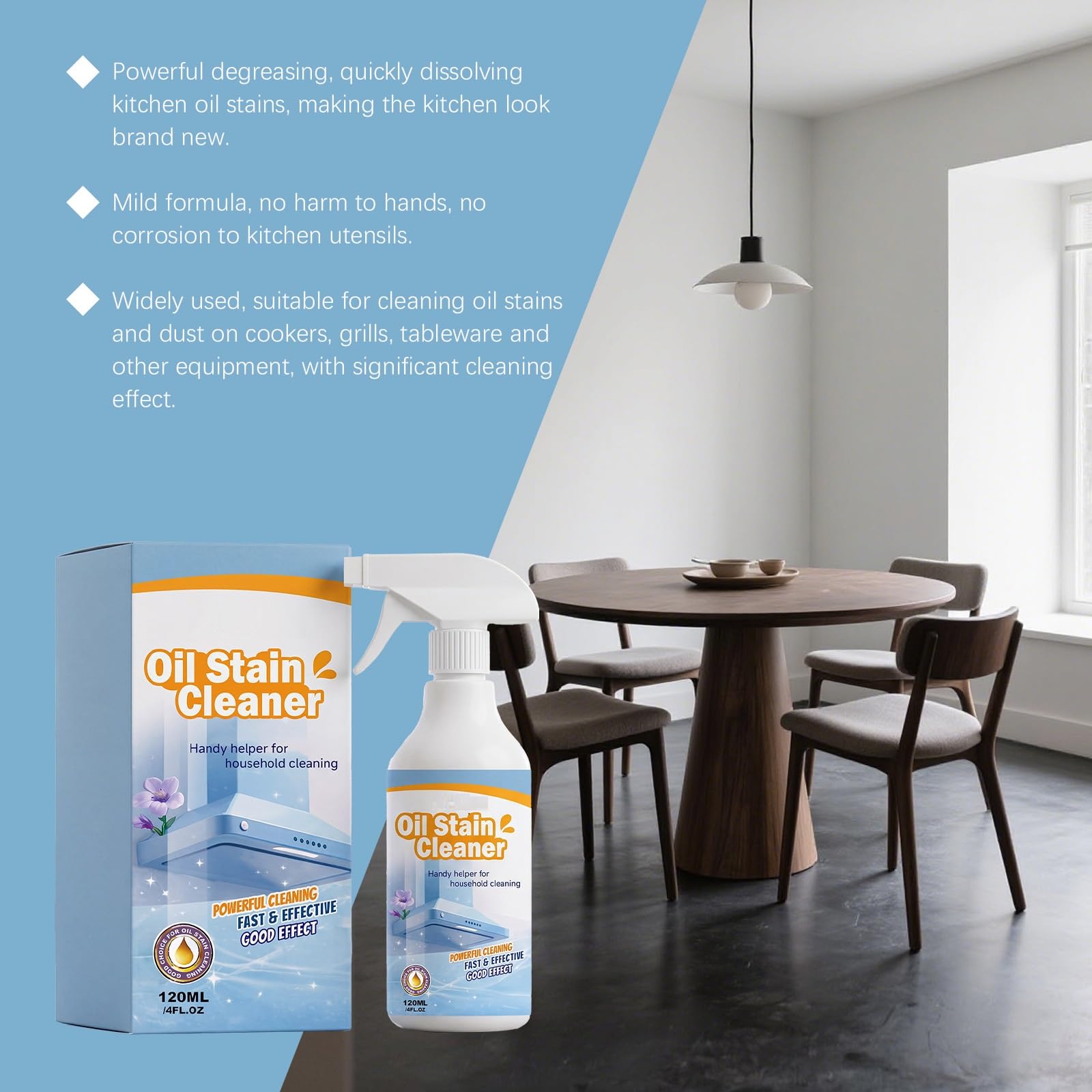 Küchenreiniger verschiedene Oberflächen, hartnäckiges Fett, Schaumspray ohne Abspülen, Induktionsherde, Mikrowellen Küchen, Fettentfernung, Ölfleckenentferner-Spray,stain remover Herd Backofen (5pcs)
