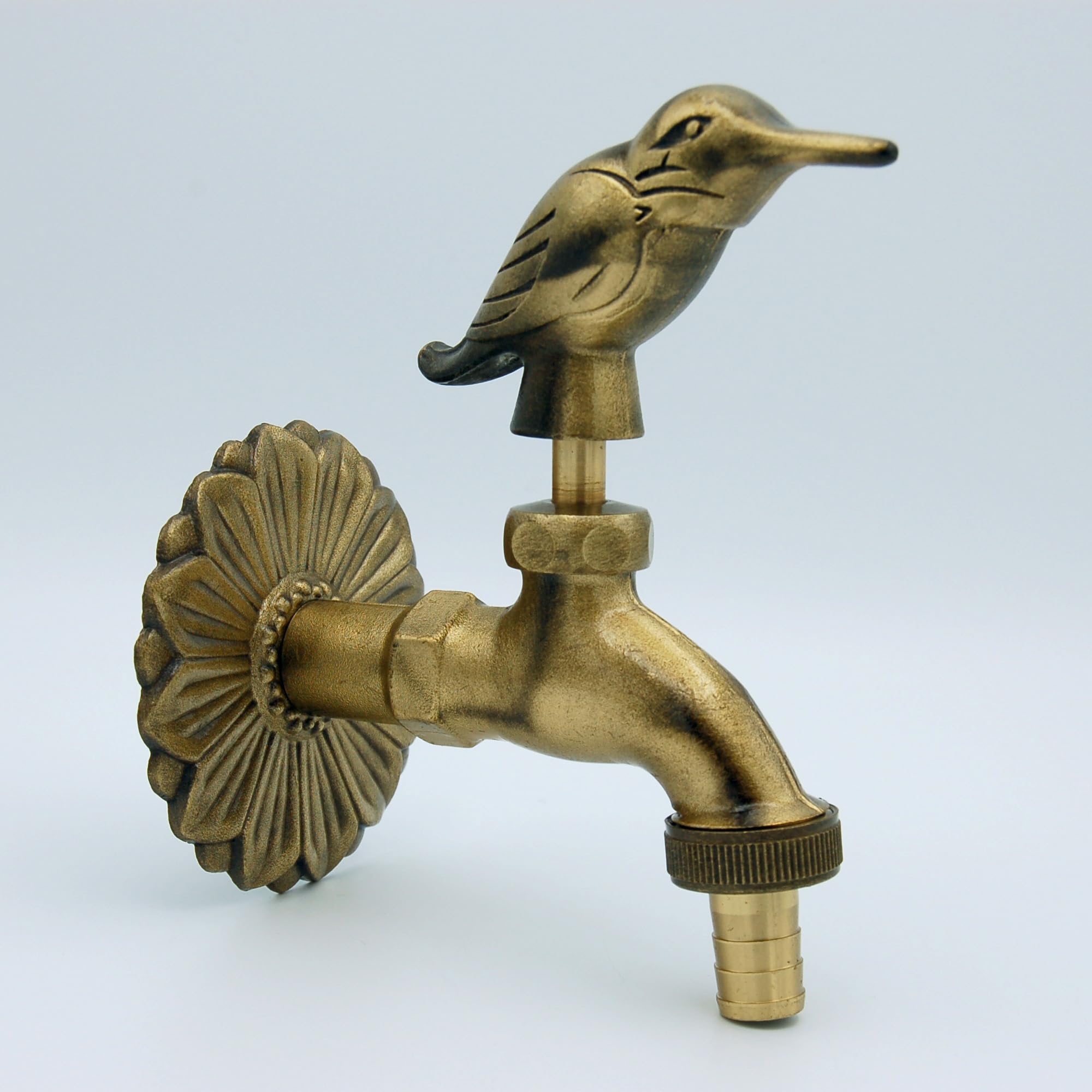 Rubinetto giardino 1/2" decorativo uccello con raccordo tubo