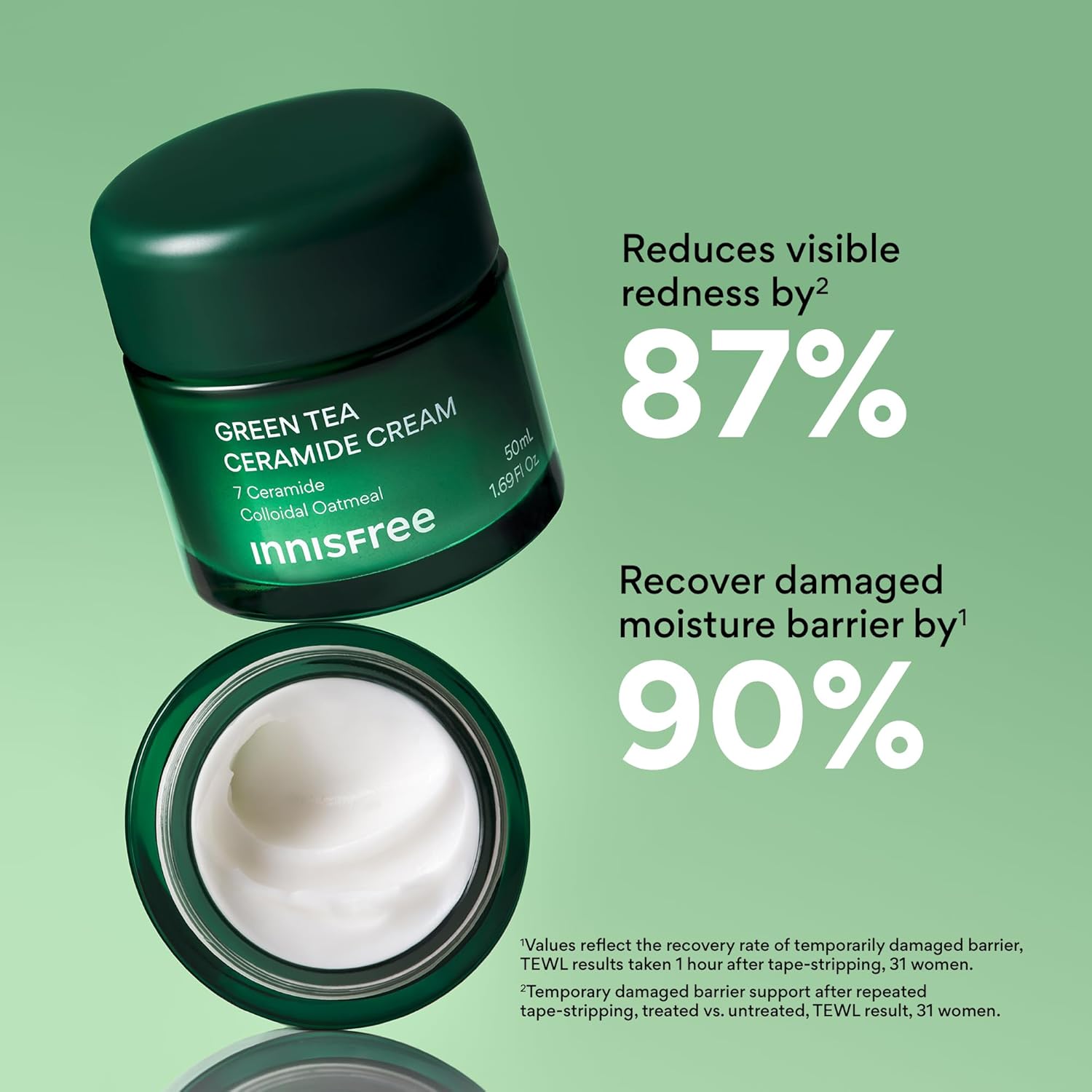 innisfree Green Tea Ceramide Cream, Hydrating Rescue Cream for Dry, Sensitive, and Eczema Prone Skin - Image 4