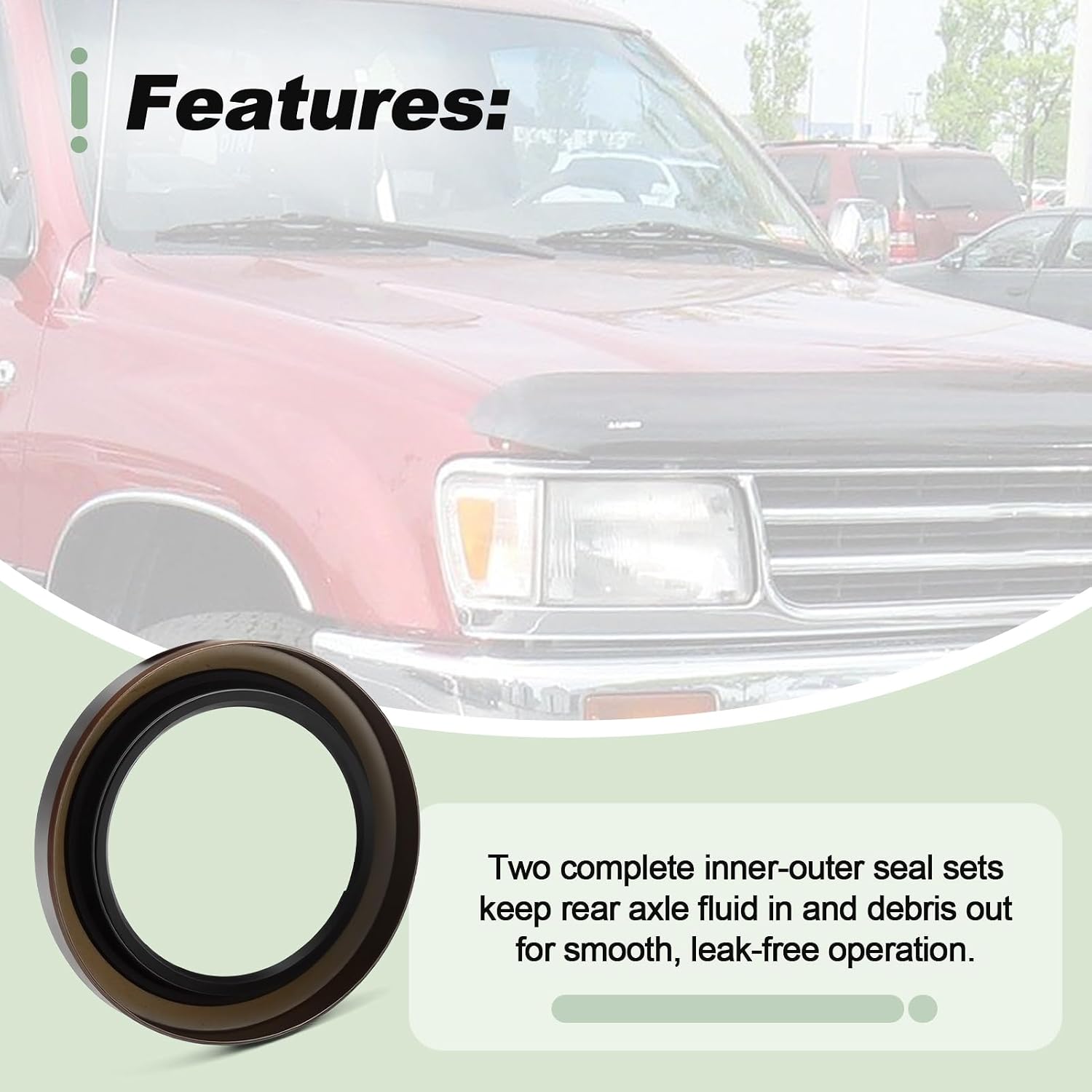 2 Sets Rear Axle Shaft Oil Seal Kit Inner and Outer Compatible with 1979-2006 Toyota T100 Tacoma Tundra 4Runner Pickup Replace 90313-48001 90310-50006 90301-88077