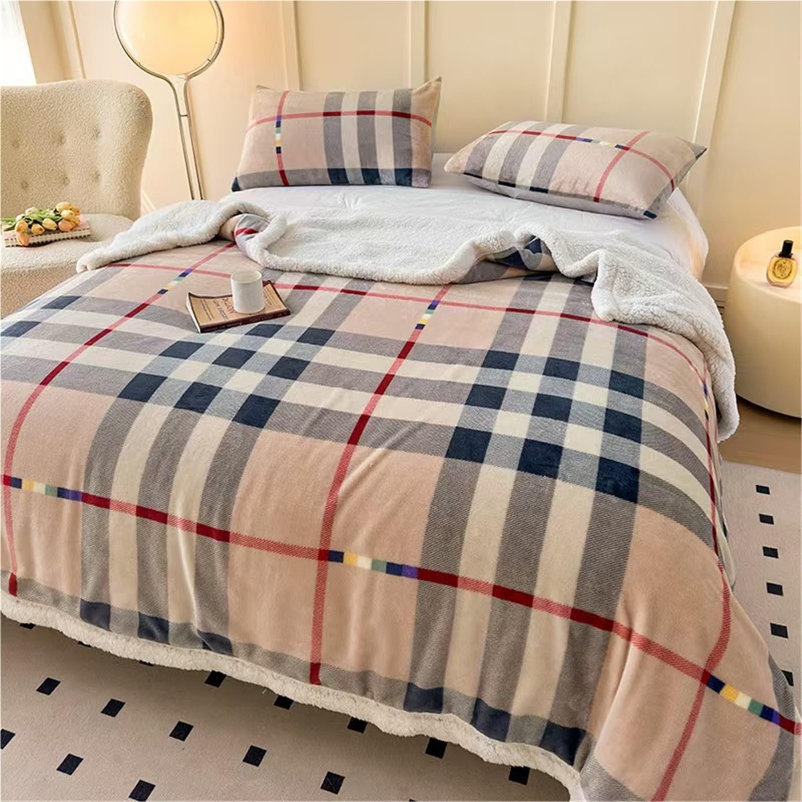 Thickened Anti-Static Nap Blankets, Silky Soft Warm Fleece Plush Blanket,Double-Layer and Machine Washable Cashmere Quilts,Warm Mattresses(Color9,150x200cm)