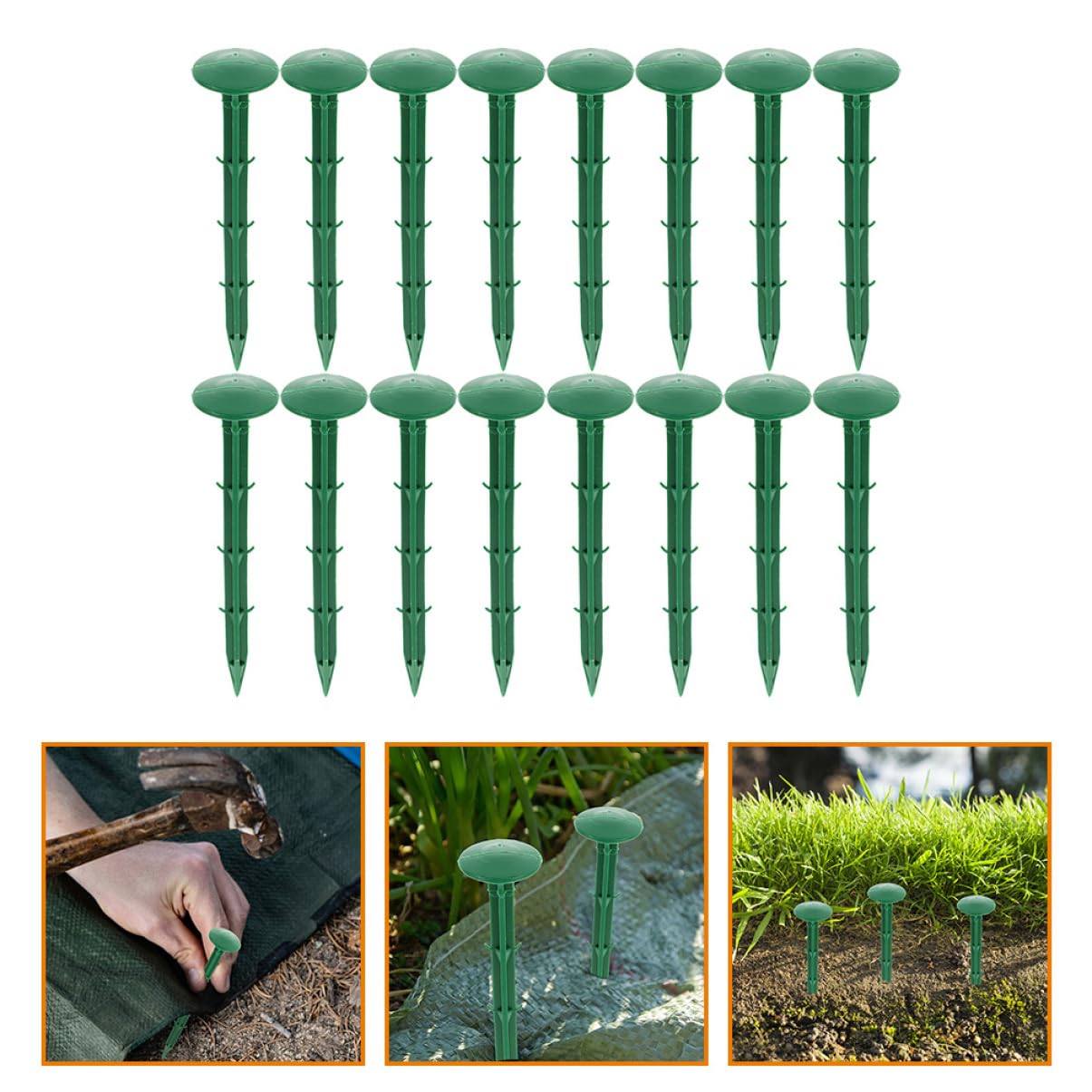 Didiseaon Picchetti da Giardino Resistente e Non Facile da Rompere per Fissaggio Telo Pacciamatura in Plastica Verde 150 Pezzi per Uso Esterno e Giardinaggio