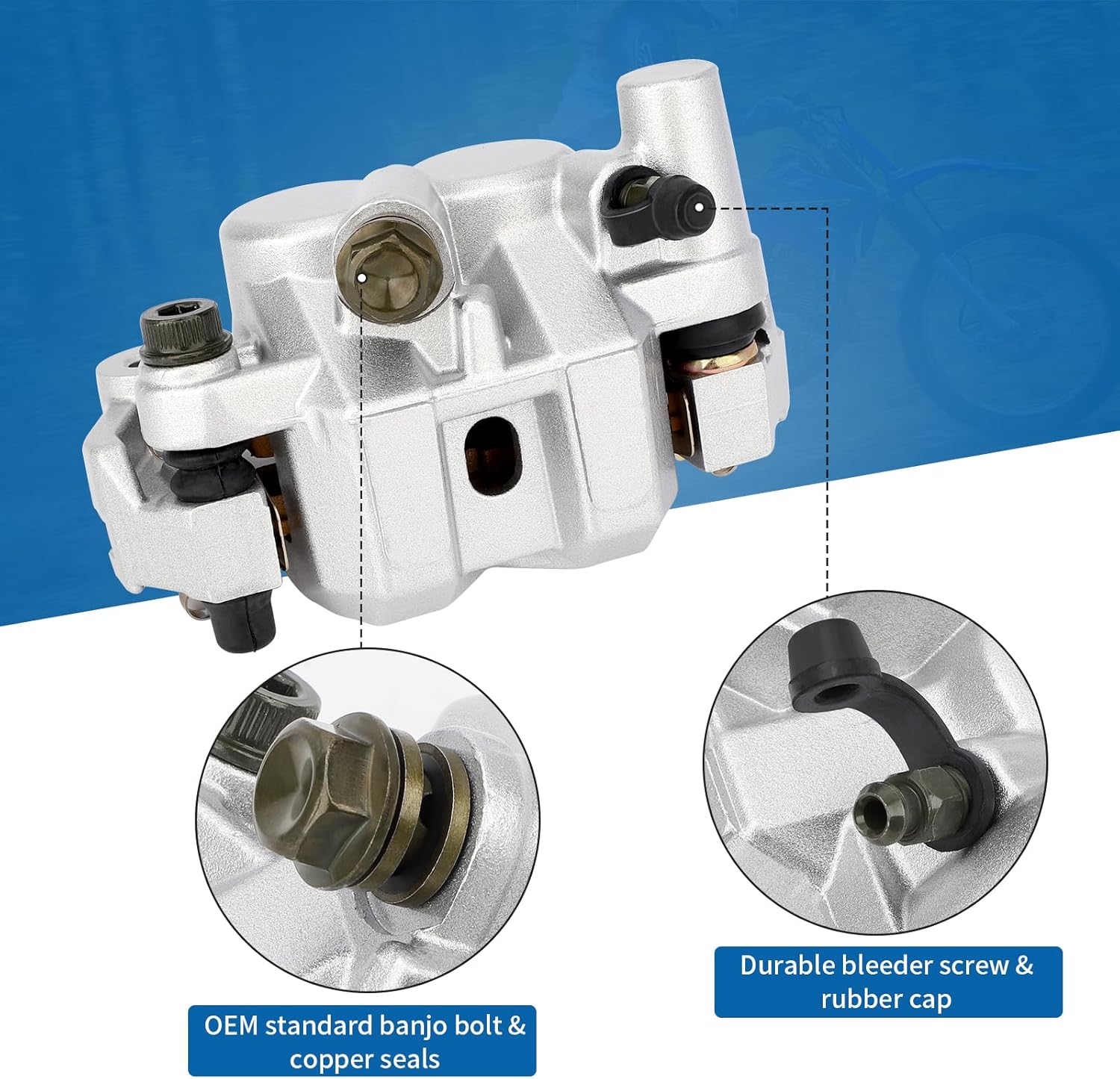 M MATI Front Disc Brake Caliper with pads for Yamaha YZ85 YZ80 YZ65 TTR125 1987-2023 5PA-2580T-00-00 3UN-2580T-00-00 4ES-2580T-20-00