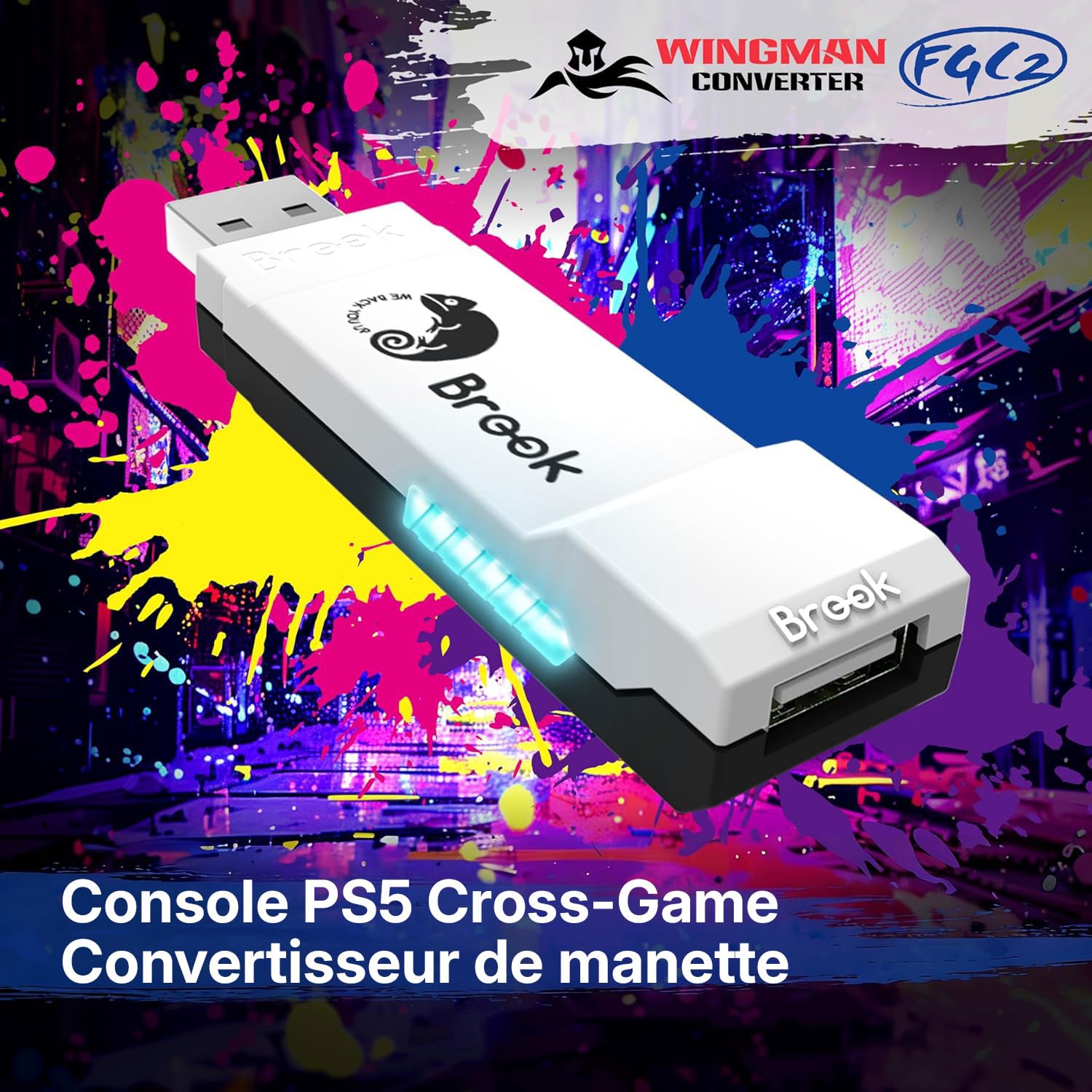 Mcbazel Wingman FGC 2 Convertisseur pour PS5, Manette Filaire PS5/PS4/Xbox Series X|S/Xbox One/Xbox Elite/NS Switch/Stick Arcade vers PS5/PC Windows