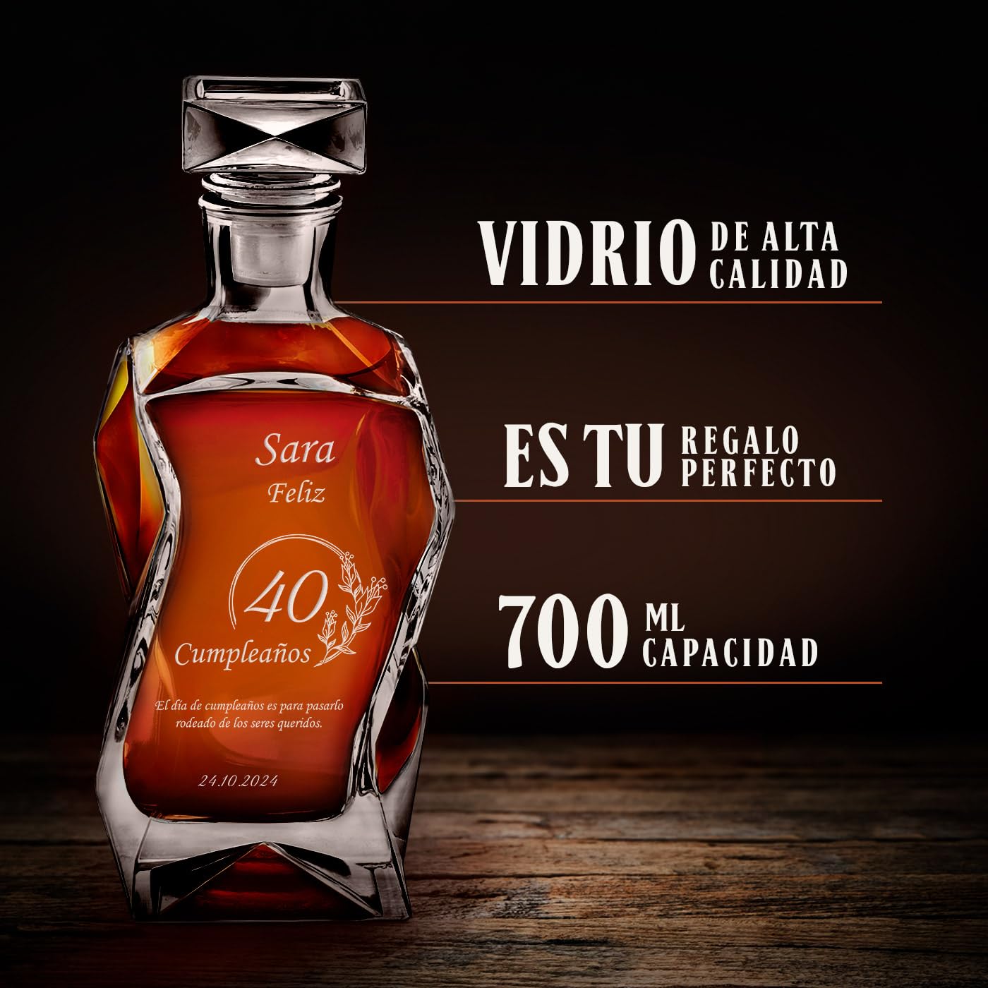 Maverton - Decantador Personalizado 700ml Con 4/6 Vasos 250ml - Set De Whiskey Con Grabado- Regalos Originales Para Hombre - Regalo Hombre - Ideal Para Padre Abuelo Amigo Whisky Amateur