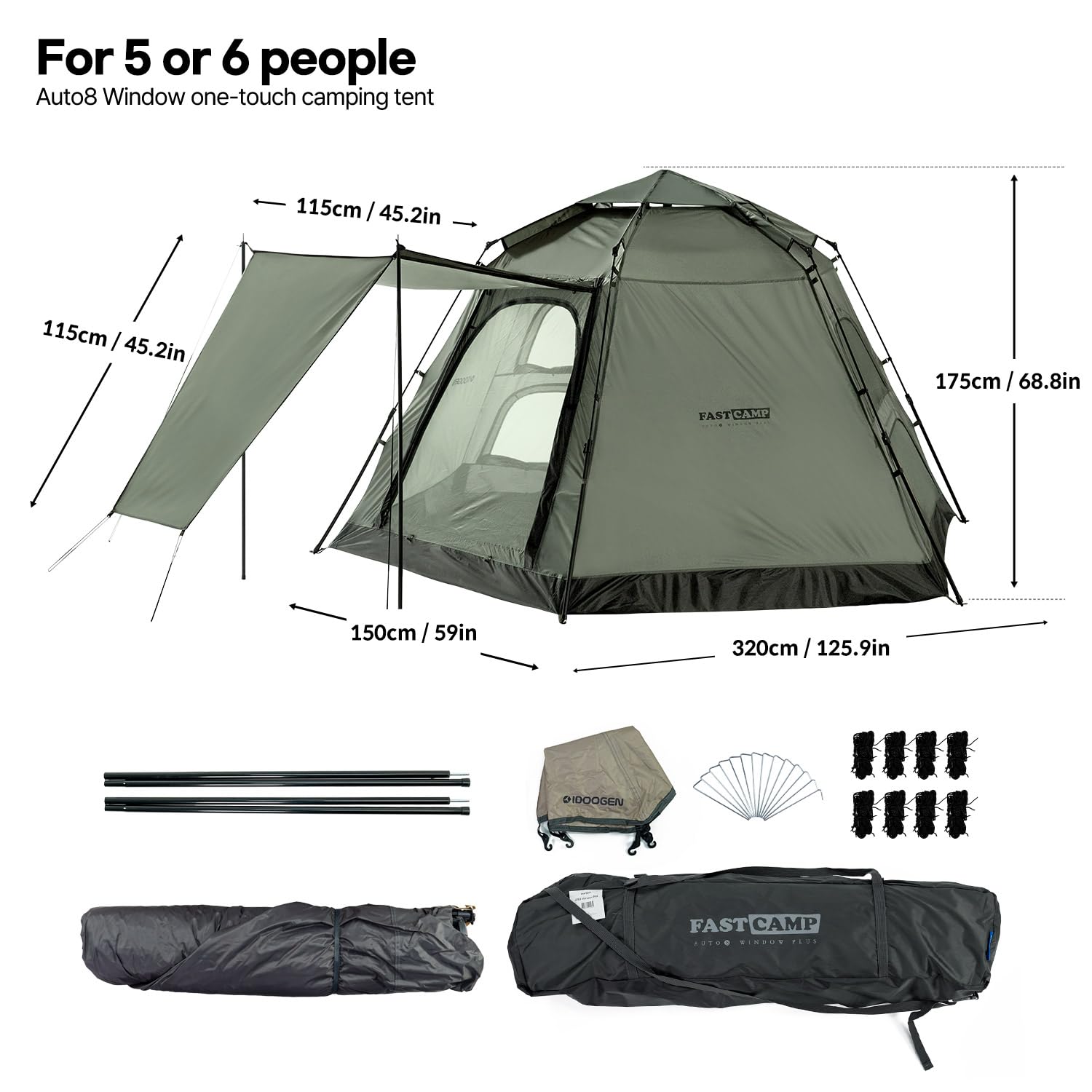 Amazon.co.jp: IDOOGEN キャンプテント ドームテント 5-6人用テント  