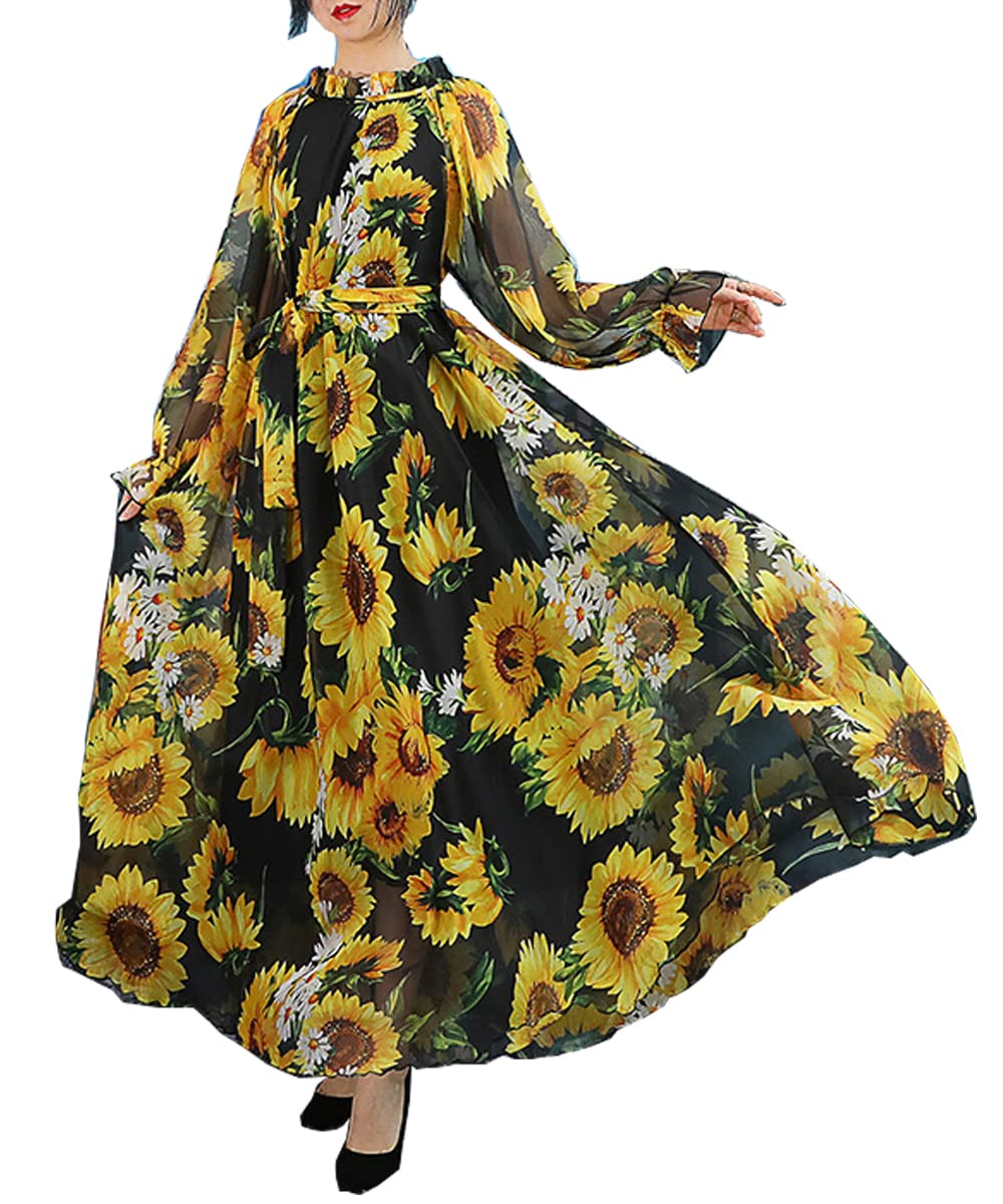 medeshe women's chiffon floral holiday beach bridesmaid maxi dress sundress Women's Chiffon Floral Holiday Beach Bridesmaid Maxi Comoros