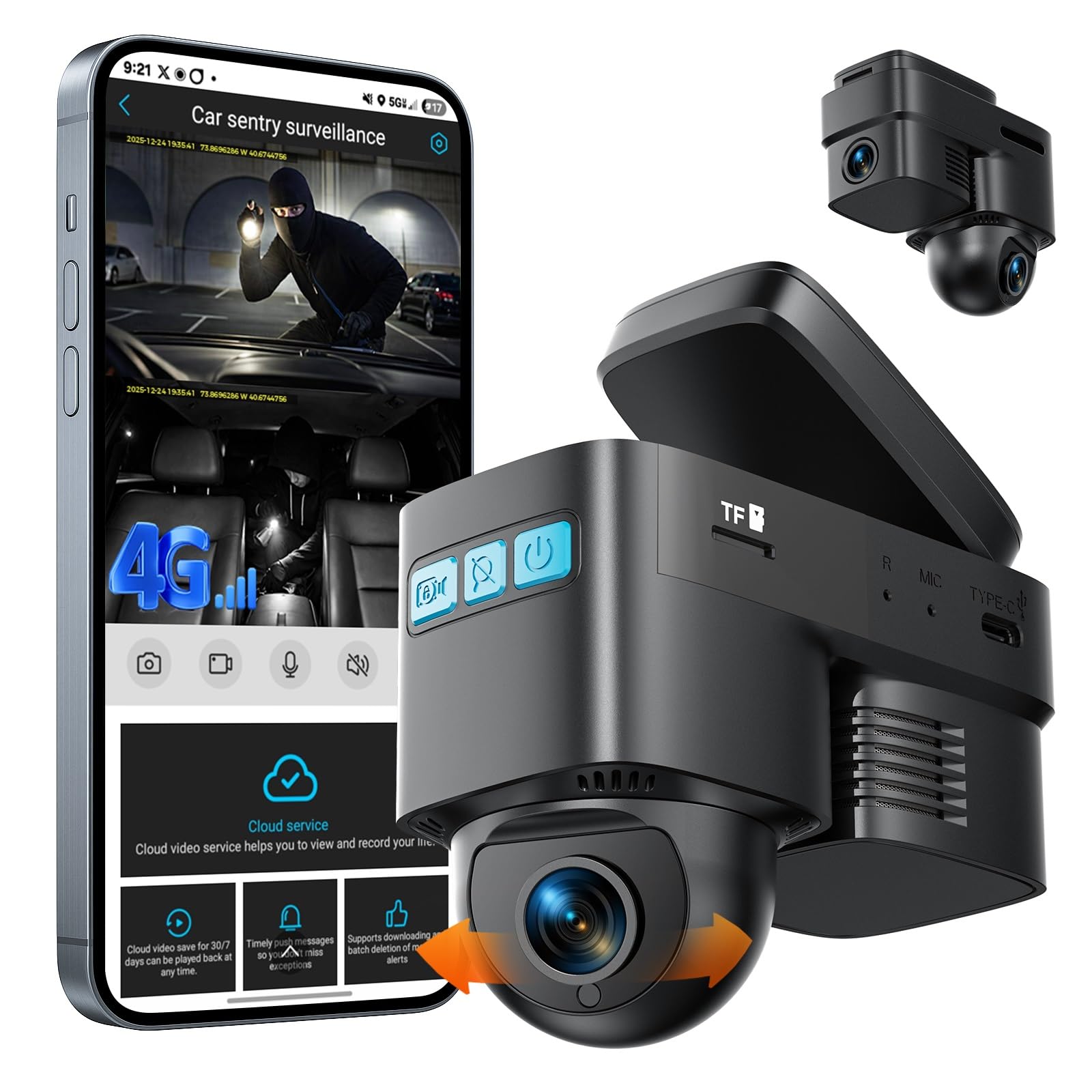 Volam 4G LTE Cellular Car Security Camera