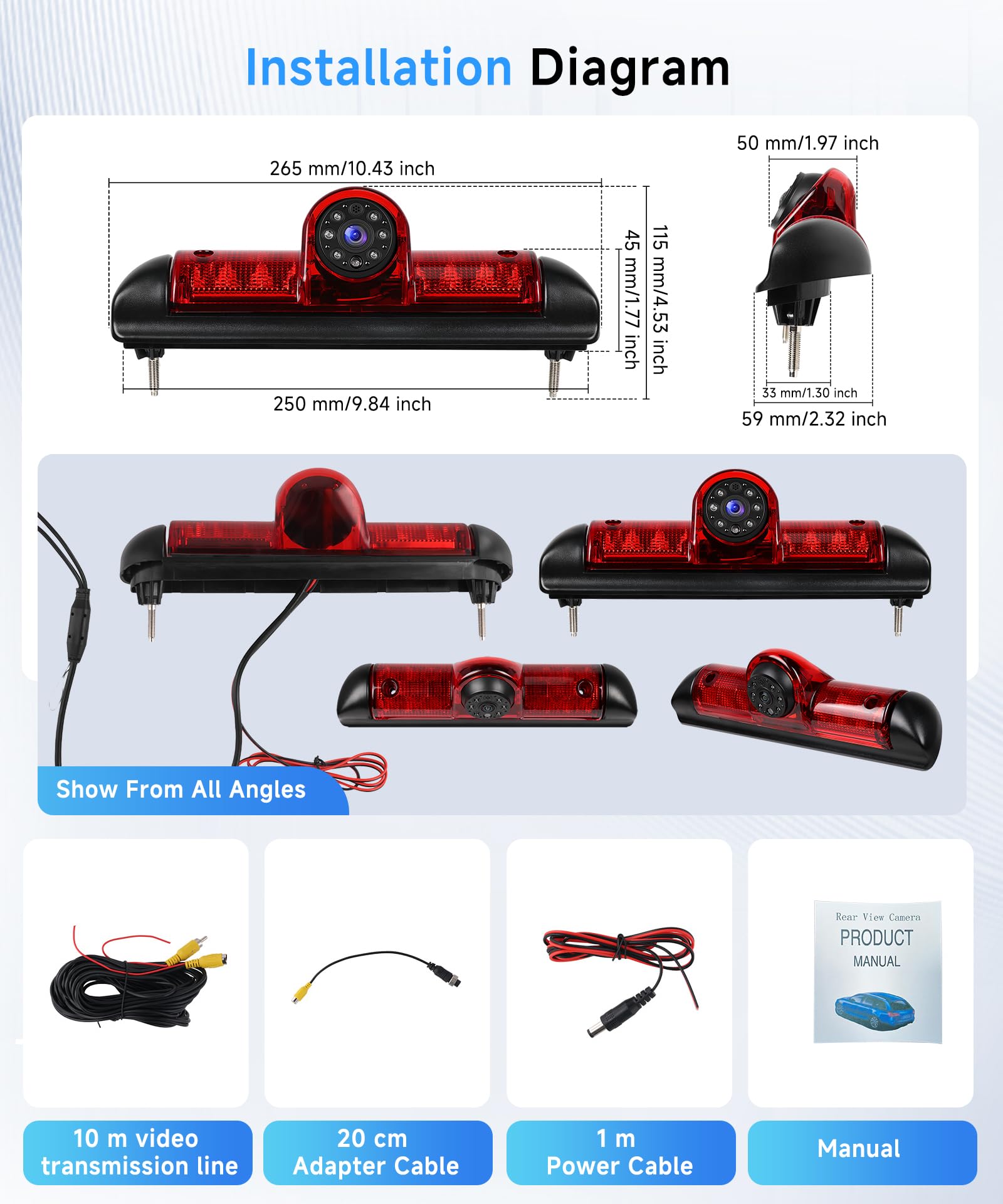 Caméra De Recul Étanche IP68 Pour Feu Stop - Compatible Fiat Ducato, Boxer, Jumper 2006-2015 - Vision Nuit