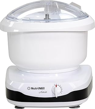 NutriMill Artiste Kitchen Electric Stand Mixer 500 Watt 6.5 Quart Bowl with Dough Hook & Wire Whips (Black Trim)