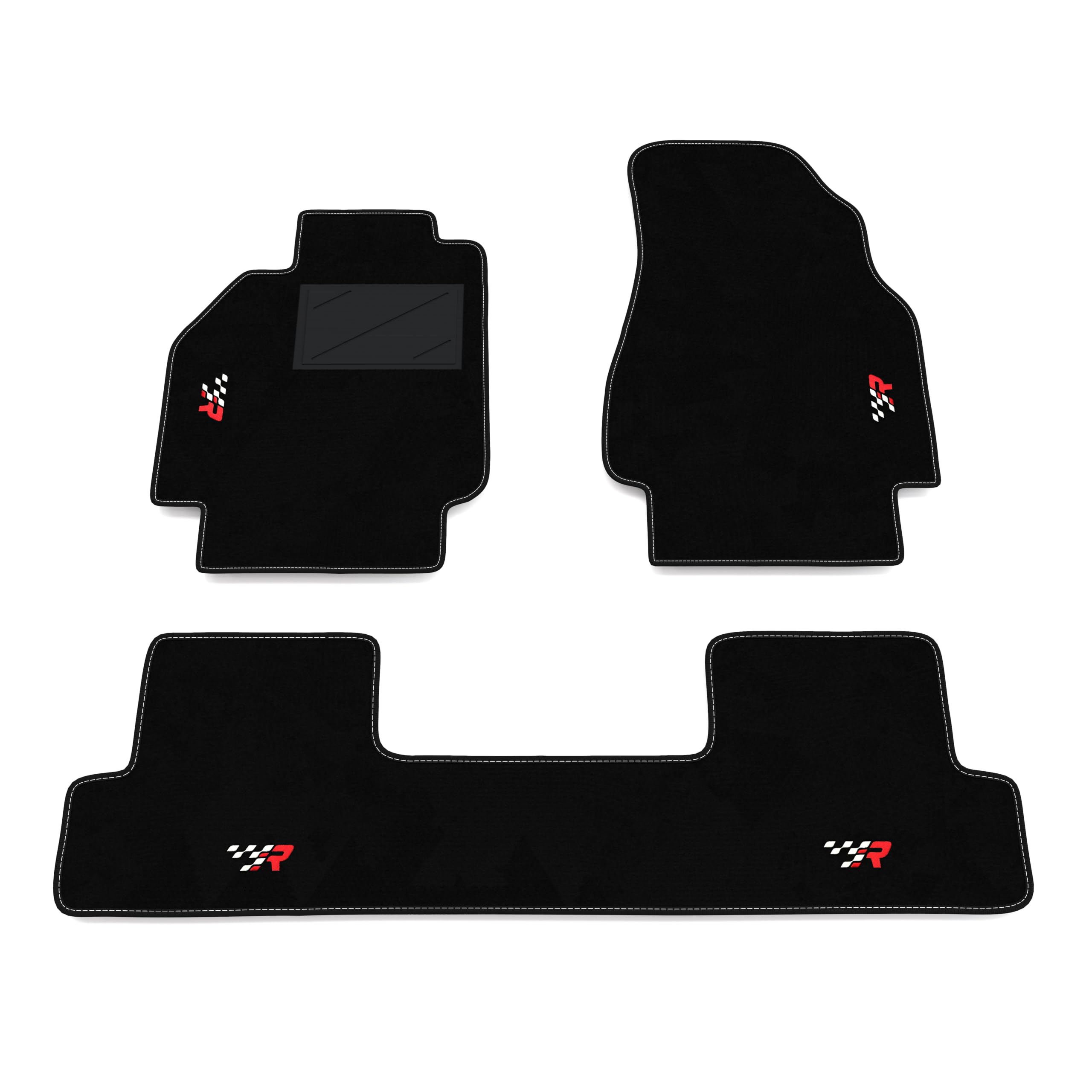 Set de Tapis de Voiture compatibles avec Renault Mégane 2-3-5 Portes 2002-2009 - arrière uni | Tapis sur Mesure en Moquette, Broderie R Racing, sur Mesure
