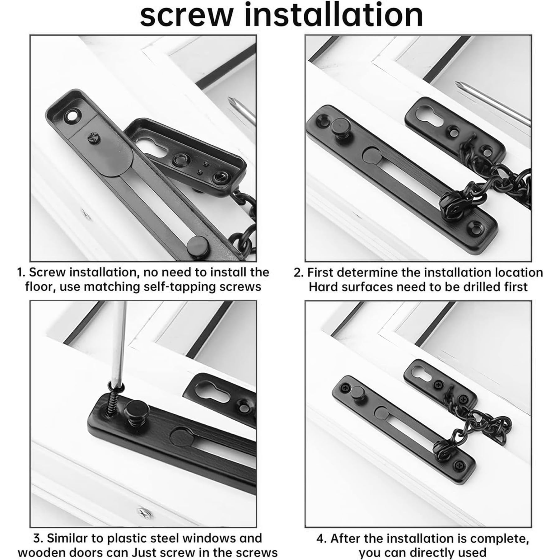 Chiavistello A Catena Per Porte - Serratura Di Sicurezza In Acciaio Inox - Foto 6
