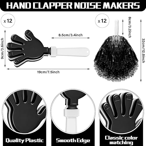 Miniatura 3 de Sosation 36 pompones de animadora y palitos de trueno para eventos deportivos, juegos de fútbol, escuela, baile, equipo, artículos de espíritu,