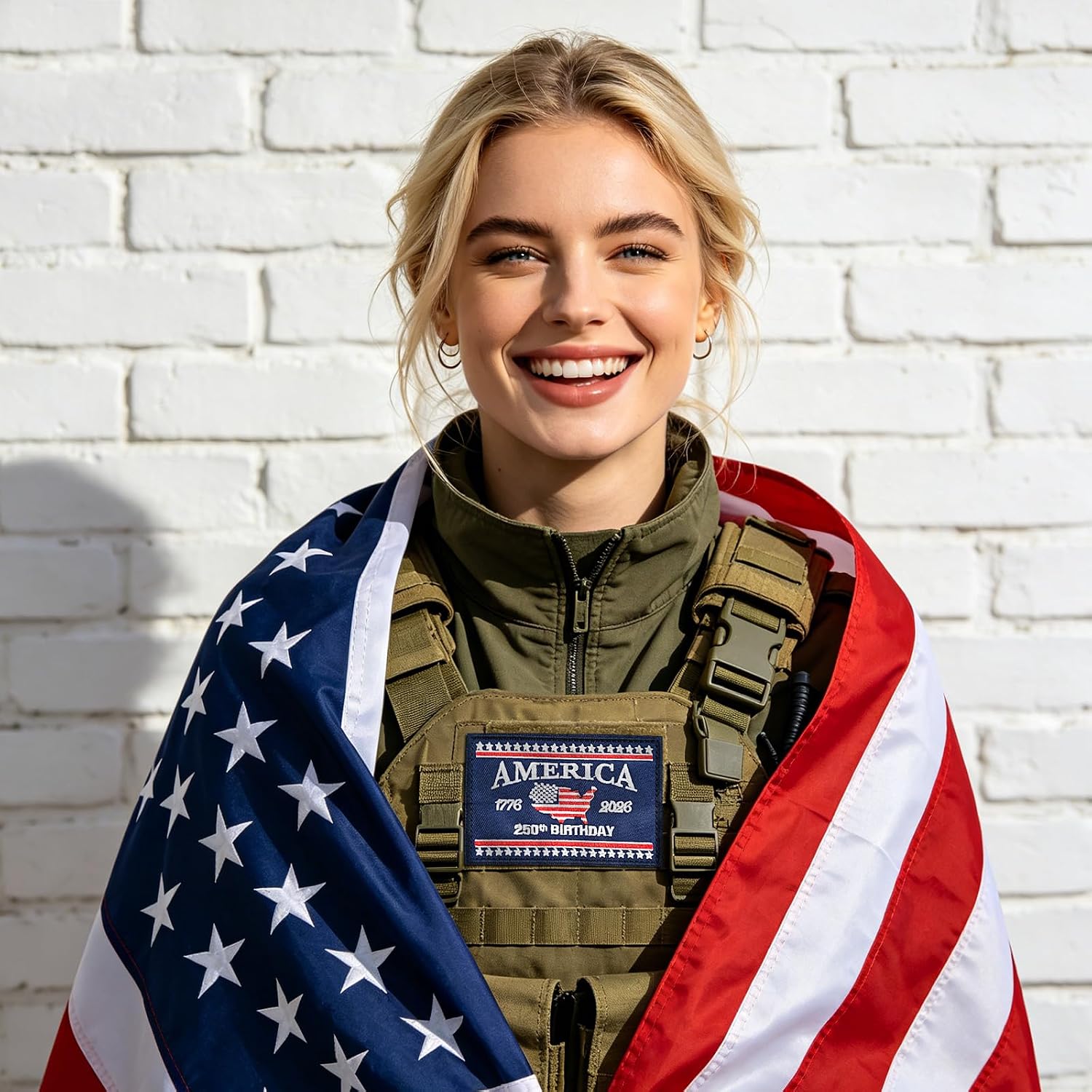 2-Pack 250 Years America Patches 1776-2026 USA 250th Anniversary Patriotic Design Hook&Loop Birthday DIY Applique for Backpacks Dog Harnesses Army Vests Hats Helmets Style 2