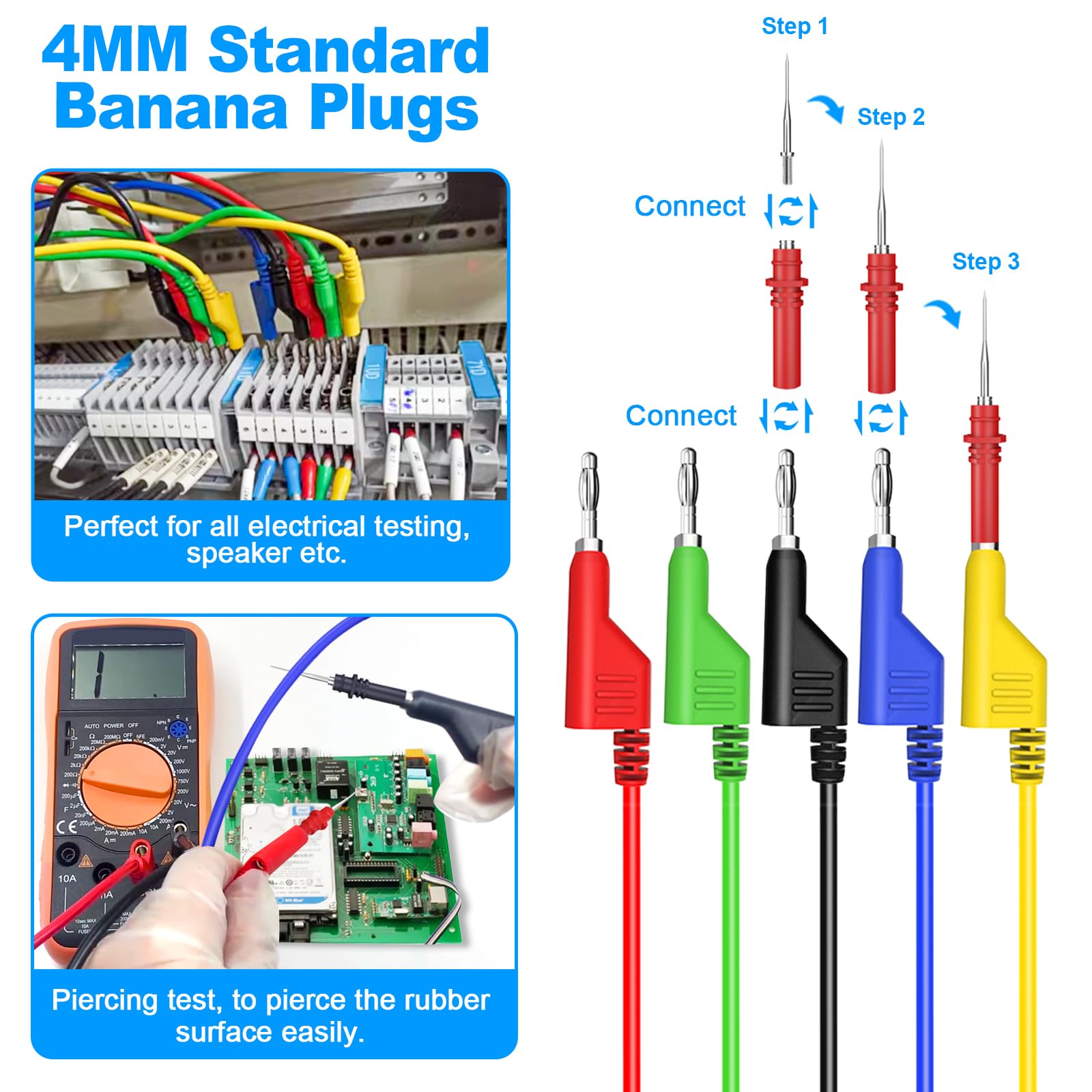 Col Wire Snapklik.com : Col-Pary 4mm Banana Plug Test Lead Wire Cables,30PCS ...