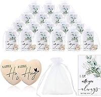 Vista 1 de Bucherry 30 juegos de fichas de abrazo de bolsillo de corazón de madera con tarjeta de abrazo de la Biblia, bolsa de organza a granel