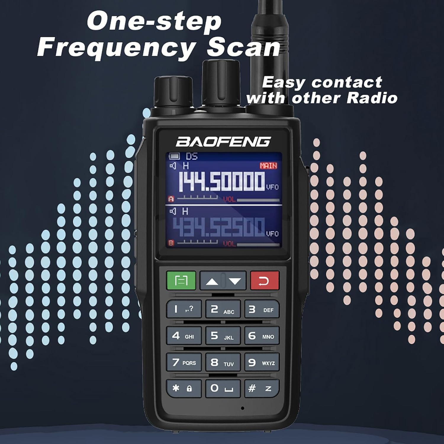 BAOFENG UV-22R demonstrating one-step frequency scan