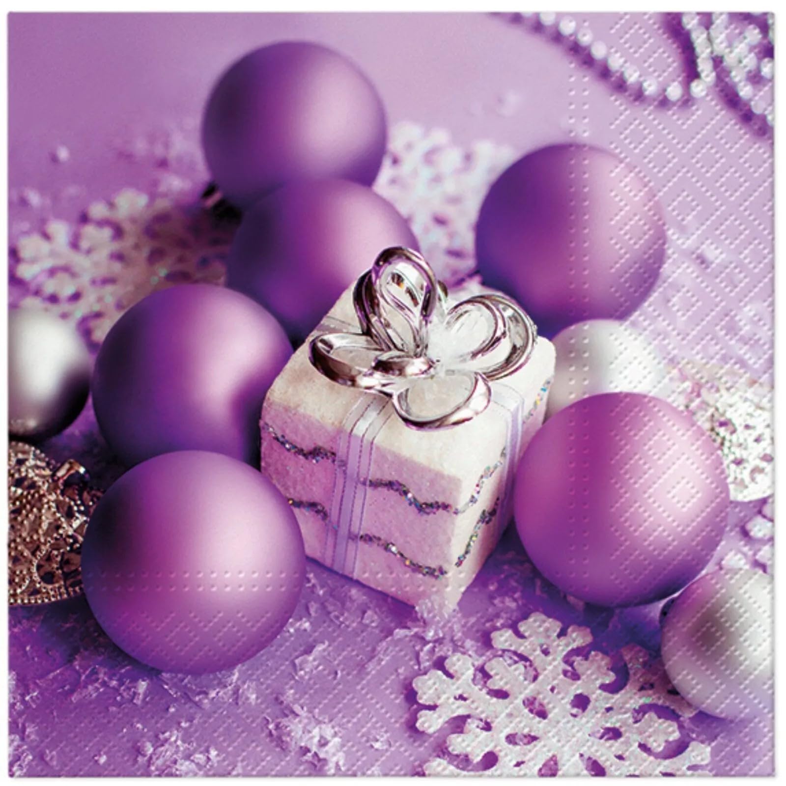 (20) Christmas Decoupage Paper Napkins Purple Ornaments Decorative Lot of 20