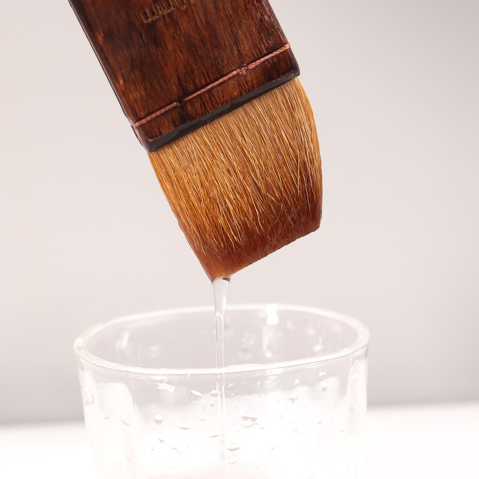 4-teiliges Hake-Pinsel-Set (Größen 20, 30, 40, 50) – Wollmischung, Aquarell-Waschpinsel – gebeizte Birke mit kurzem Griff