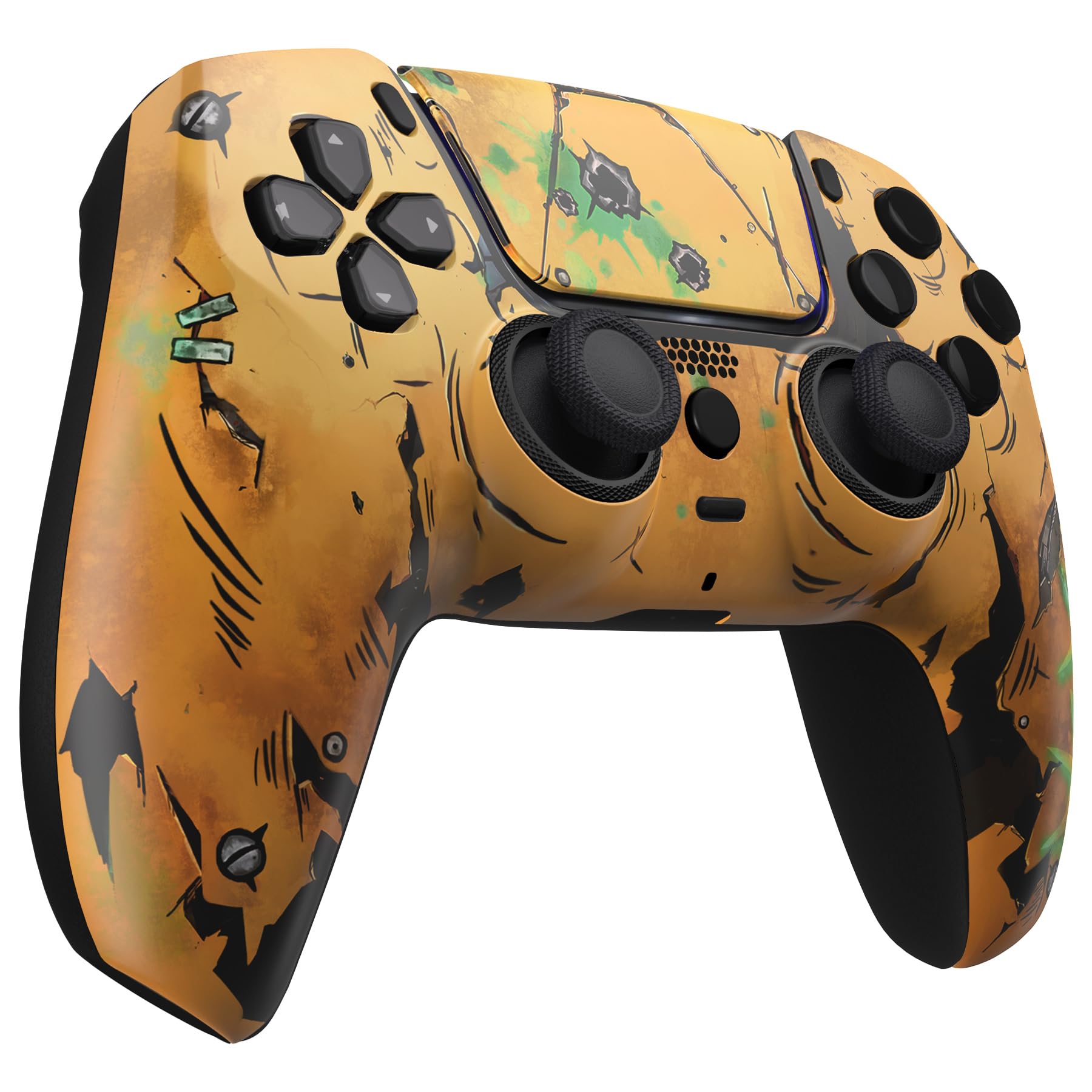 eXtremeRate Luna Cover per ps5 Controller Joystick,Shell Frontale Touchpad Ricambio,Scocca Ridisegnata&Anelli per ps5 Joypad BDM 010/020/030/040/050-Waste Land