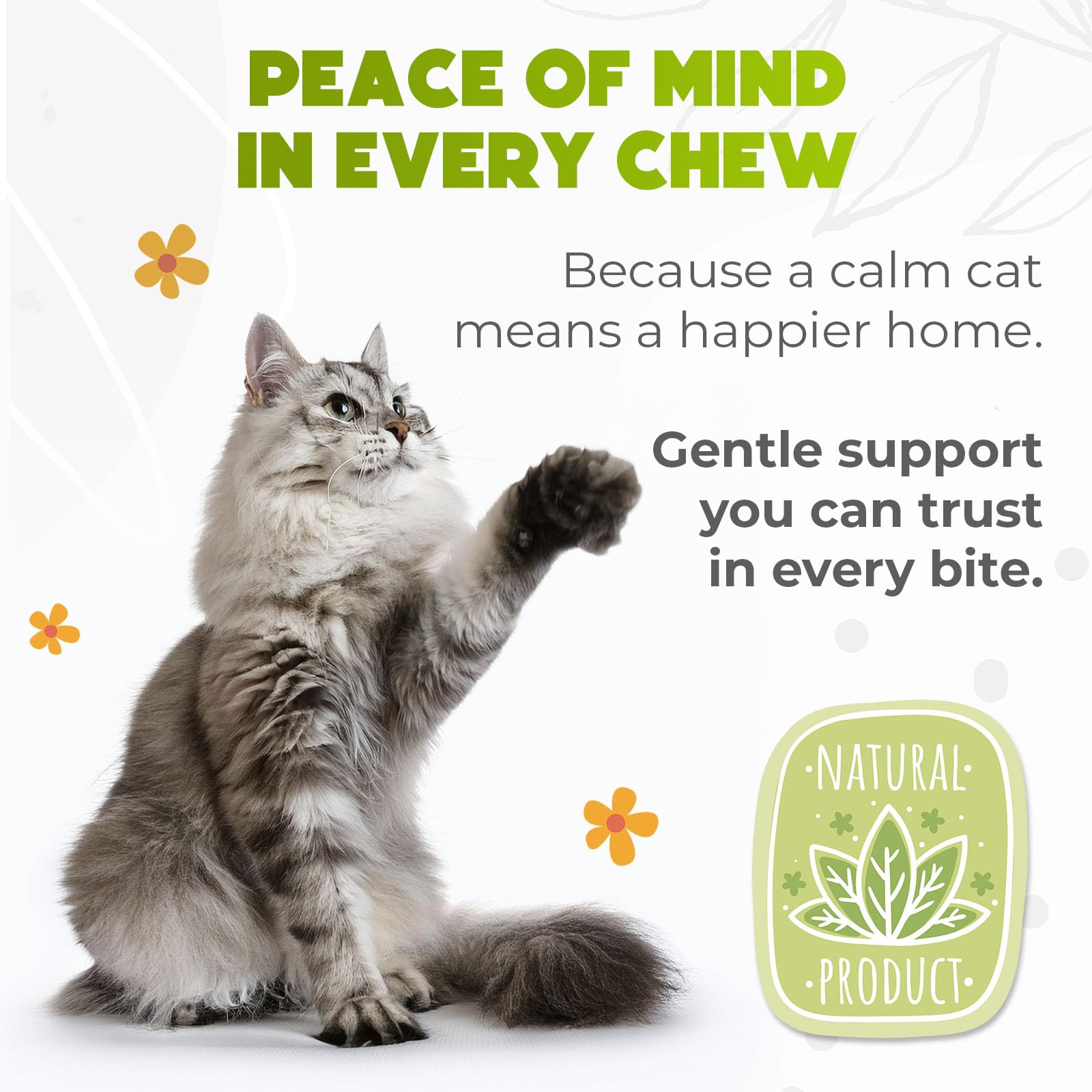 ZENO Hemp Calming Chews for Cats Anxiety 300 pcs - Feline Anxiety Relief with Melatonin - for Stress, Travel, Check-up, restlessness or Separation - Crunchy & Creamy Salmon Cat Calming Treats - image 4