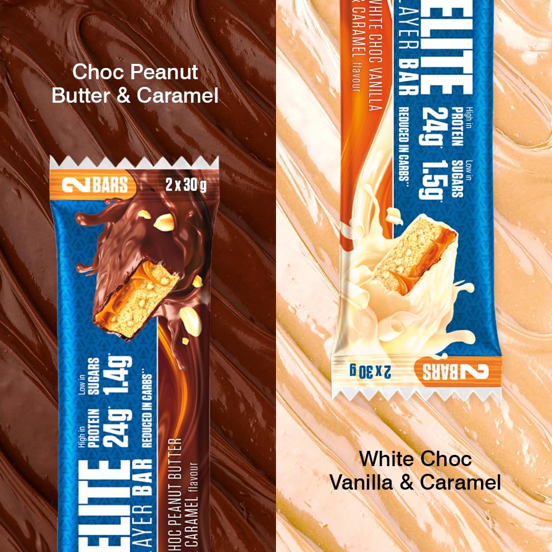 Dymatize Elite Layer Bar Peanut Butter & Caramel 18x(2x30g) - Barretta ad alto contenuto proteico e a basso di zuccheri