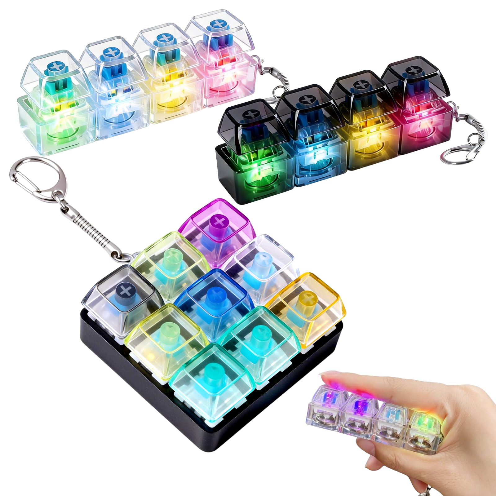 Jouet Fidget Clavier 12 Boutons – Anti-Stress Avec Lumières LED – Lot De 2 – Portable – Cadeau Pour Adultes Et Enfants