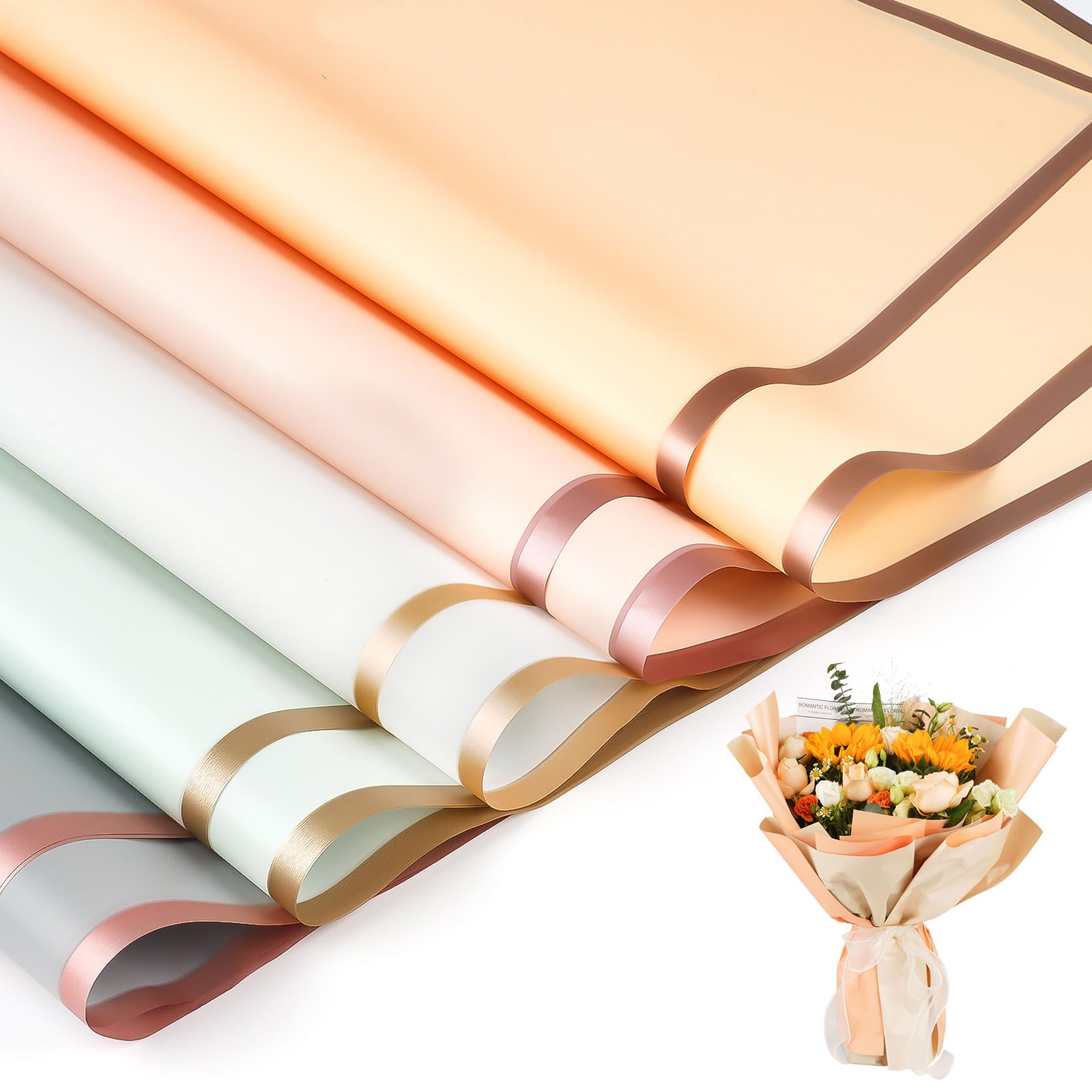 QISF 20 Fogli Carta Regalo Impermeabile Rosa – 58x58 Cm Per Confezioni E Mestieri - copertina