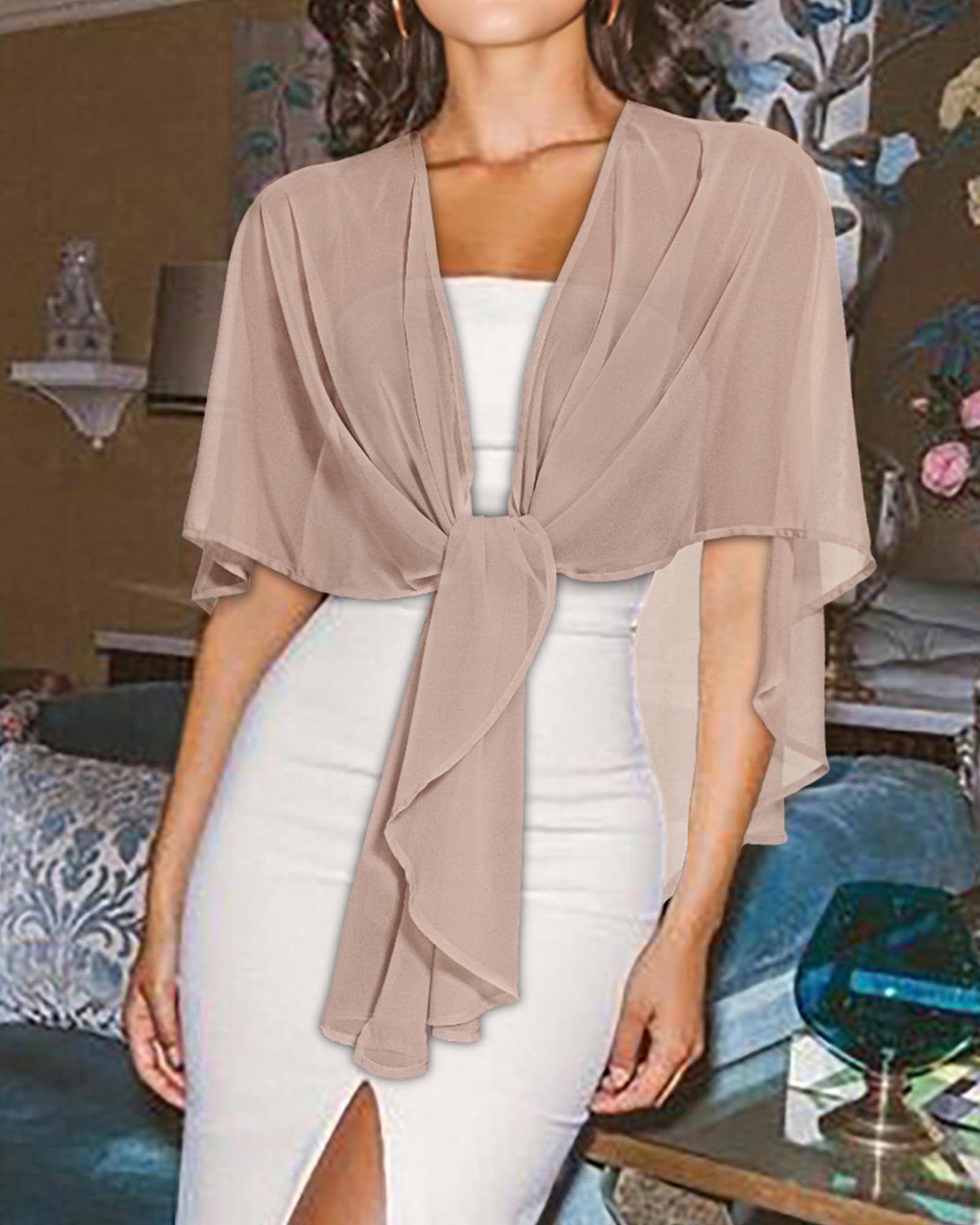 Gosunny Shrugs da donna in chiffon, sciarpe e avvolgenti, per abito da sera