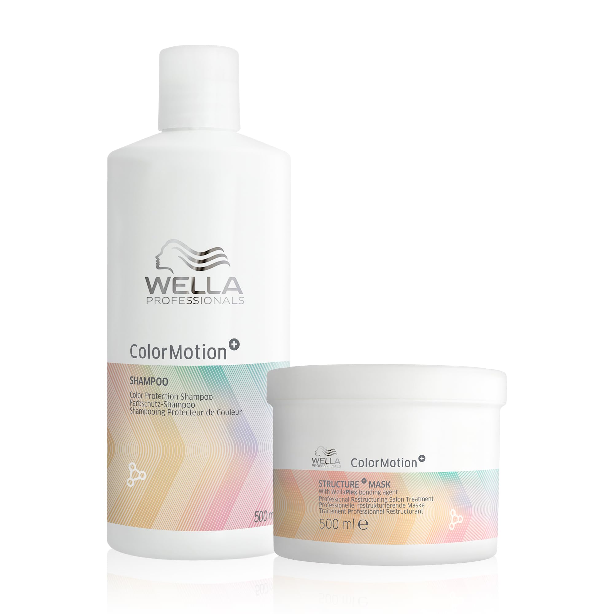 Wella Professionals - Pack ColorMotion - Champú Protección del Color 500ml + Mascarilla de Reestructuración 500ml - Intensidad de color, brillo y suavidad | Pelo teñido, seco y dañado