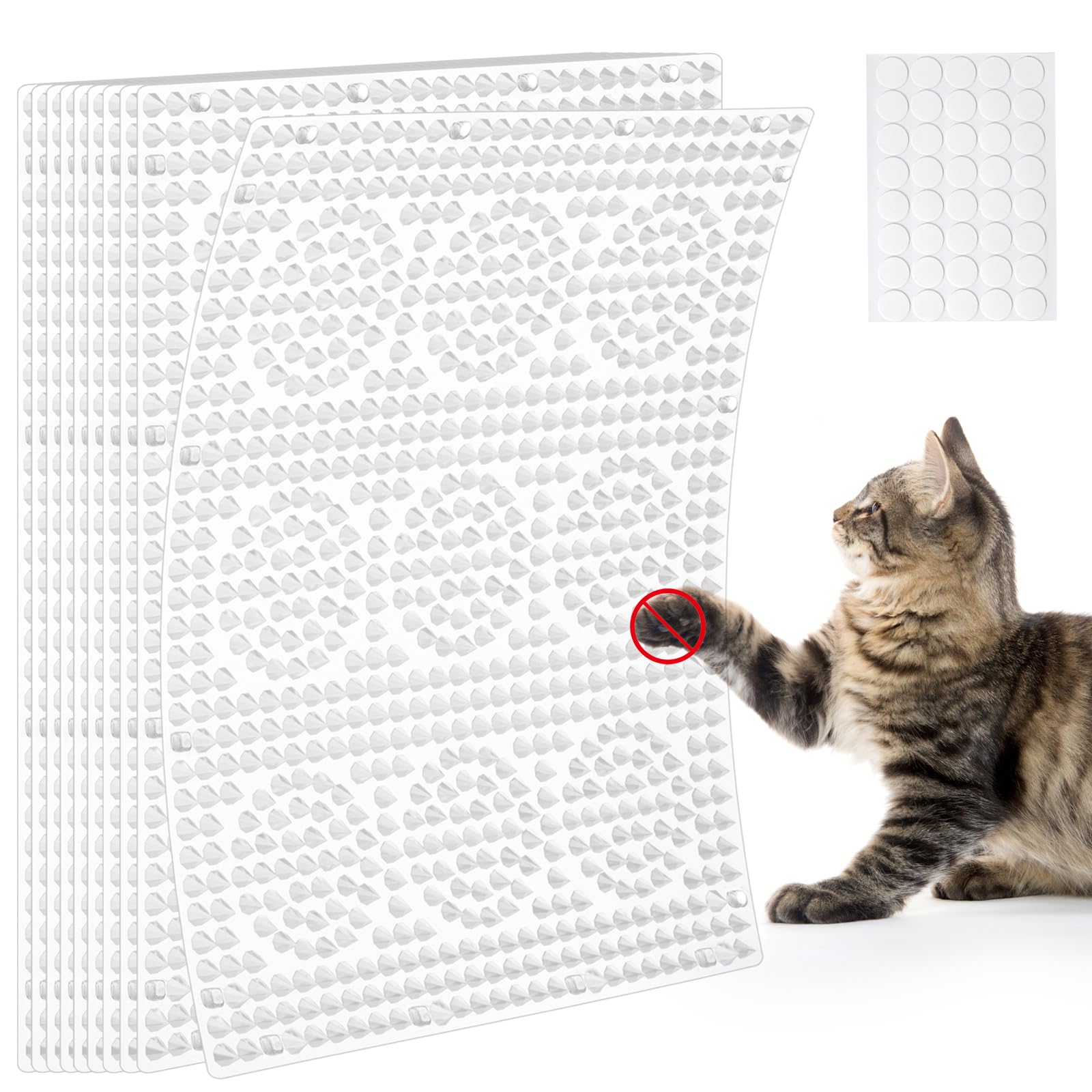 Uross Mata ochronna dla kotów – zestaw bariery dla kotów (10 sztuk) 41 x 33 cm kwadratowa – mata Scat Mat z 2,5 cm plastikowymi kolcami, mata ochronna dla kotów, środek odstraszający koty, psy, do