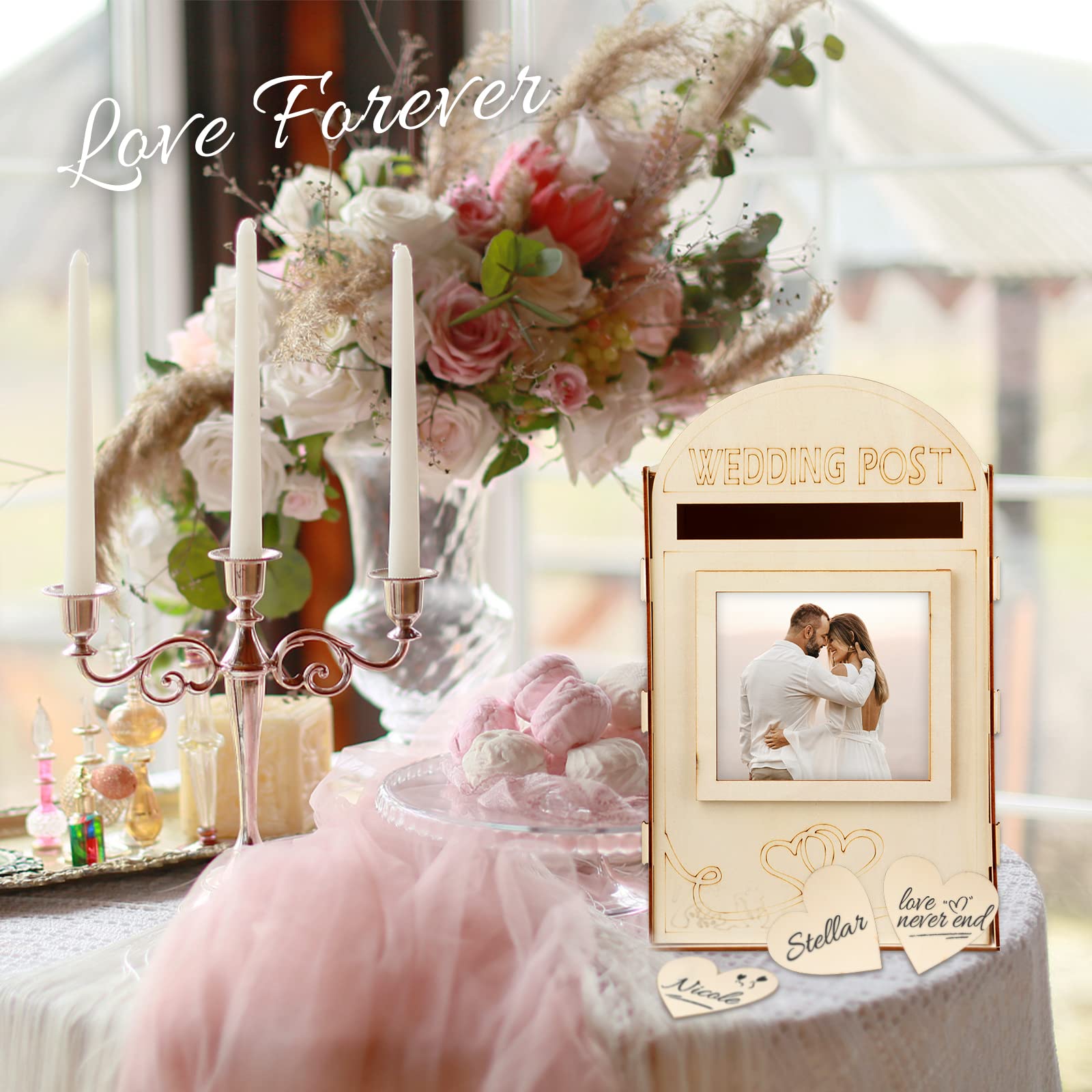 Scatola di Carte di Nozze in Legno Scatola per Biglietti di Nozze con Serratura per Matrimonio Ricevimento Anniversario Compleanno Baby Shower Laurea