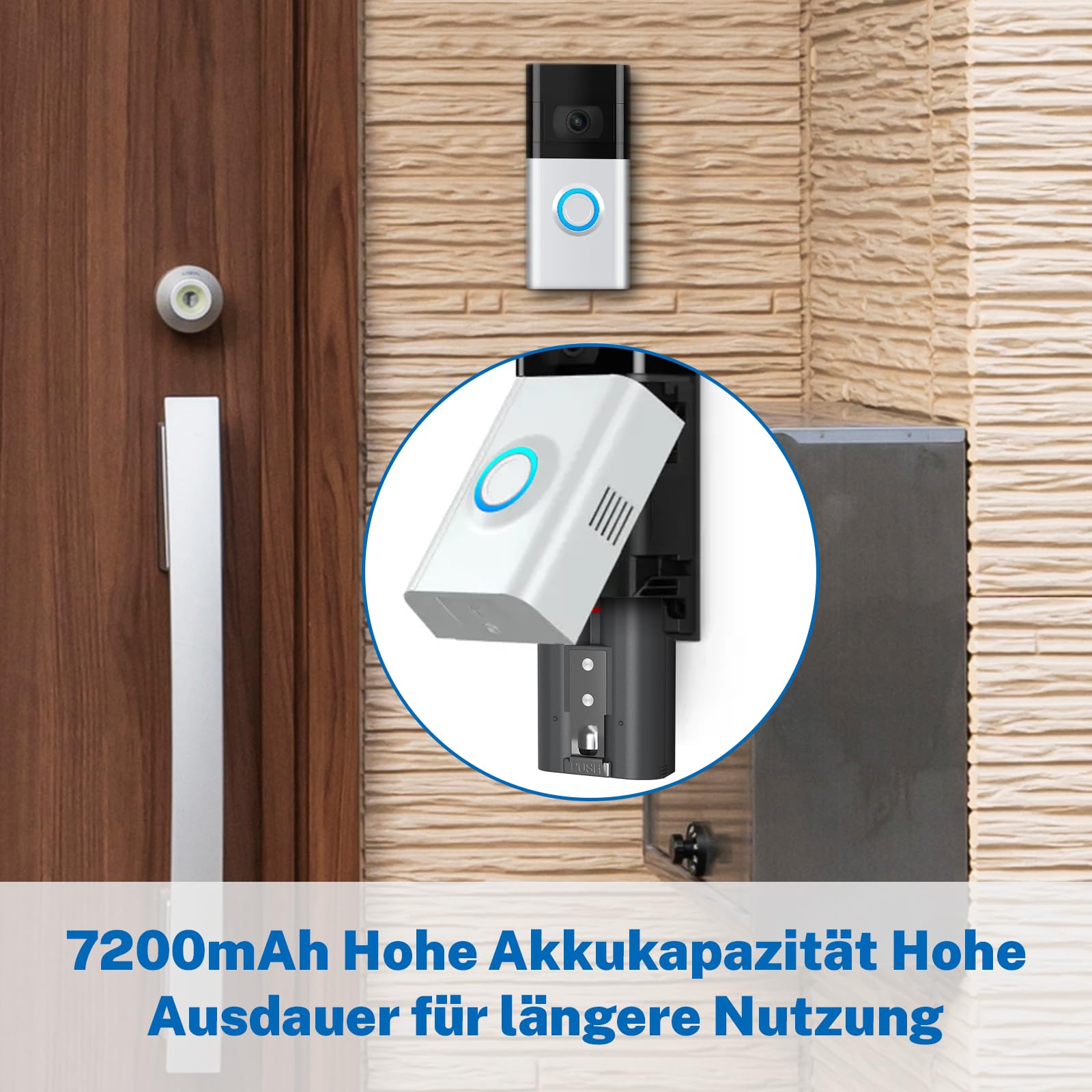 4 Stück Upgraded 7200mAh Ersatz für Ring Akku, Langlebige Li-Ion Kamera Akku kompatibel mit Ring-Doorbell 2/3/4/3plus, Stick Up Cam Akku (2nd/3rd Gen) /Spotlight Cam/Peephole Cam