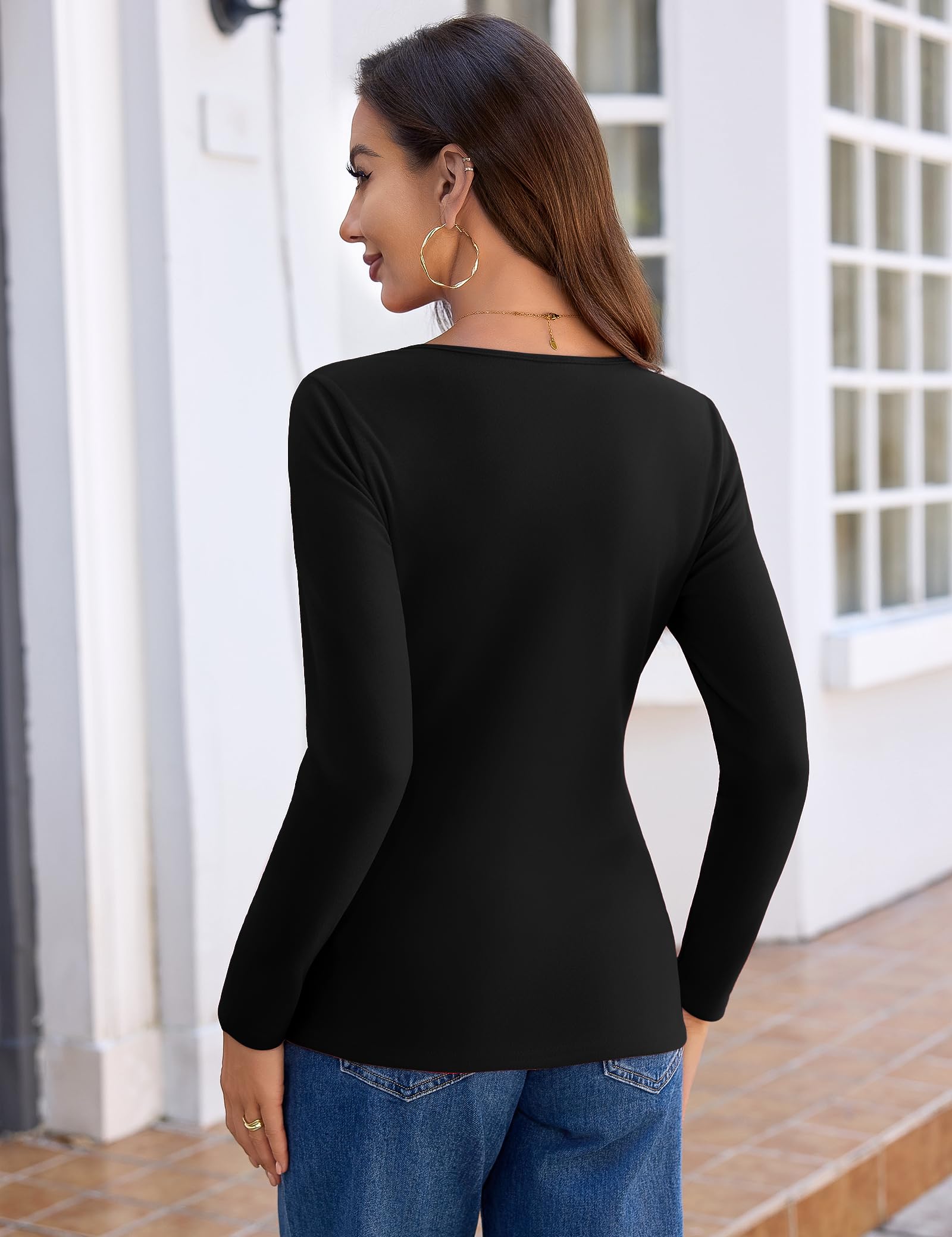 Aottori Haut Thermique Femme à Manches Longues Basic Tee Shirt Léger Slim Fit sous-vêtement Thermiques Pull Basique Chaud élégant Maillot de Corps Dessus de Base Hiver Automne