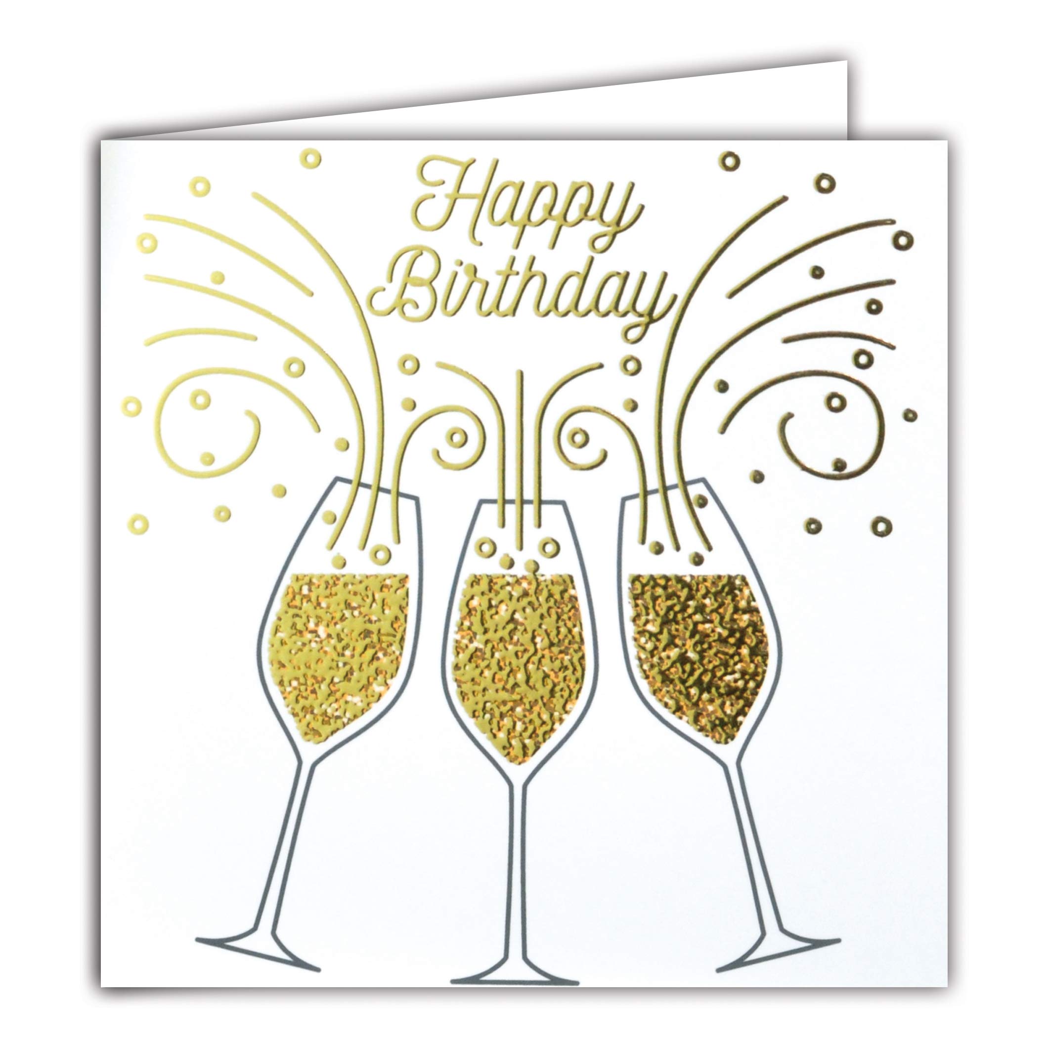 WHITE COTTON CARDS SS42-SIL50,16 cm x 16 cm - Biglietto di auguri per 50° compleanno cognata con calici di champagne e rose rosa